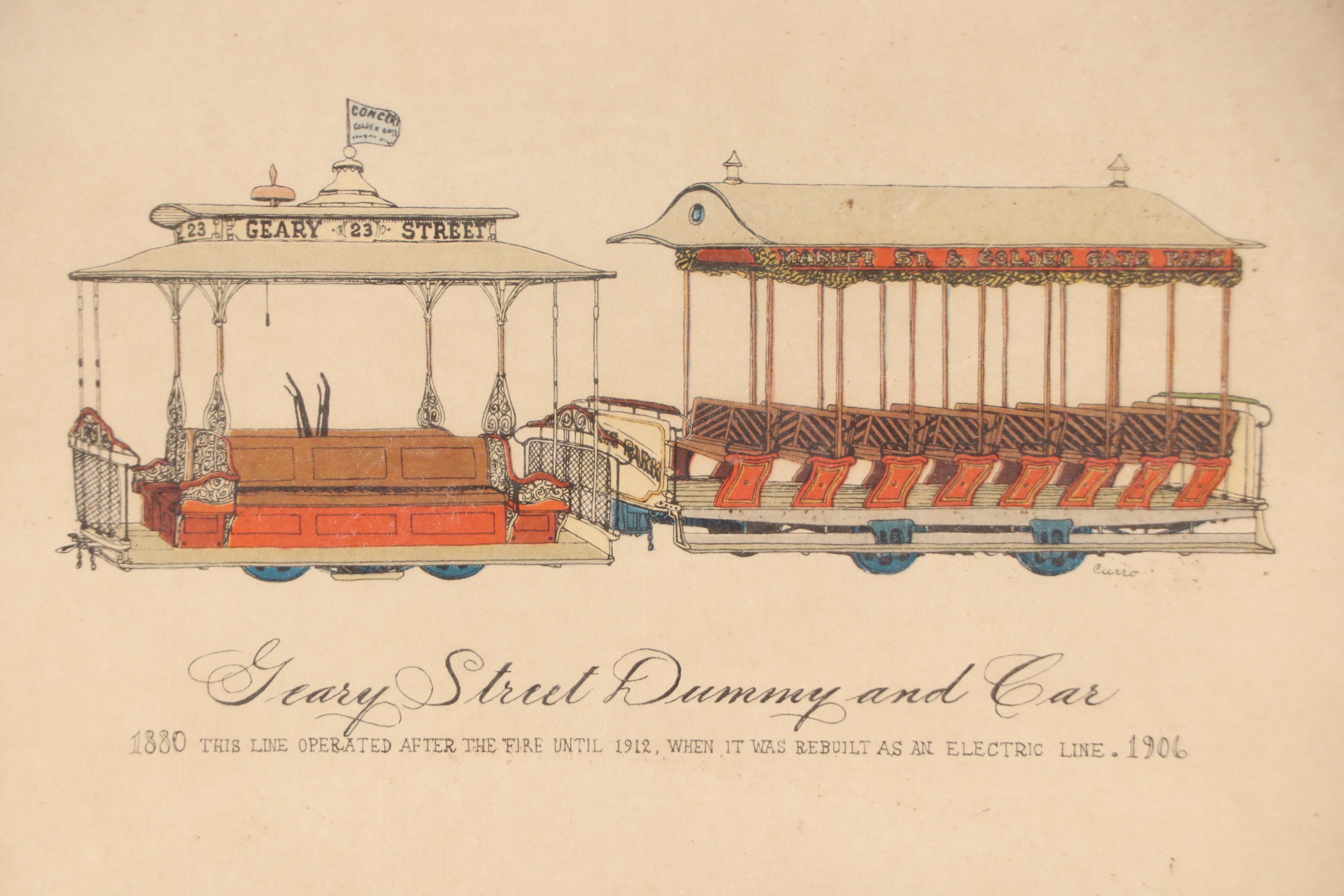 After Evelyn Carro Halftone Print "Geary Street Dummy and Car," Circa 1950