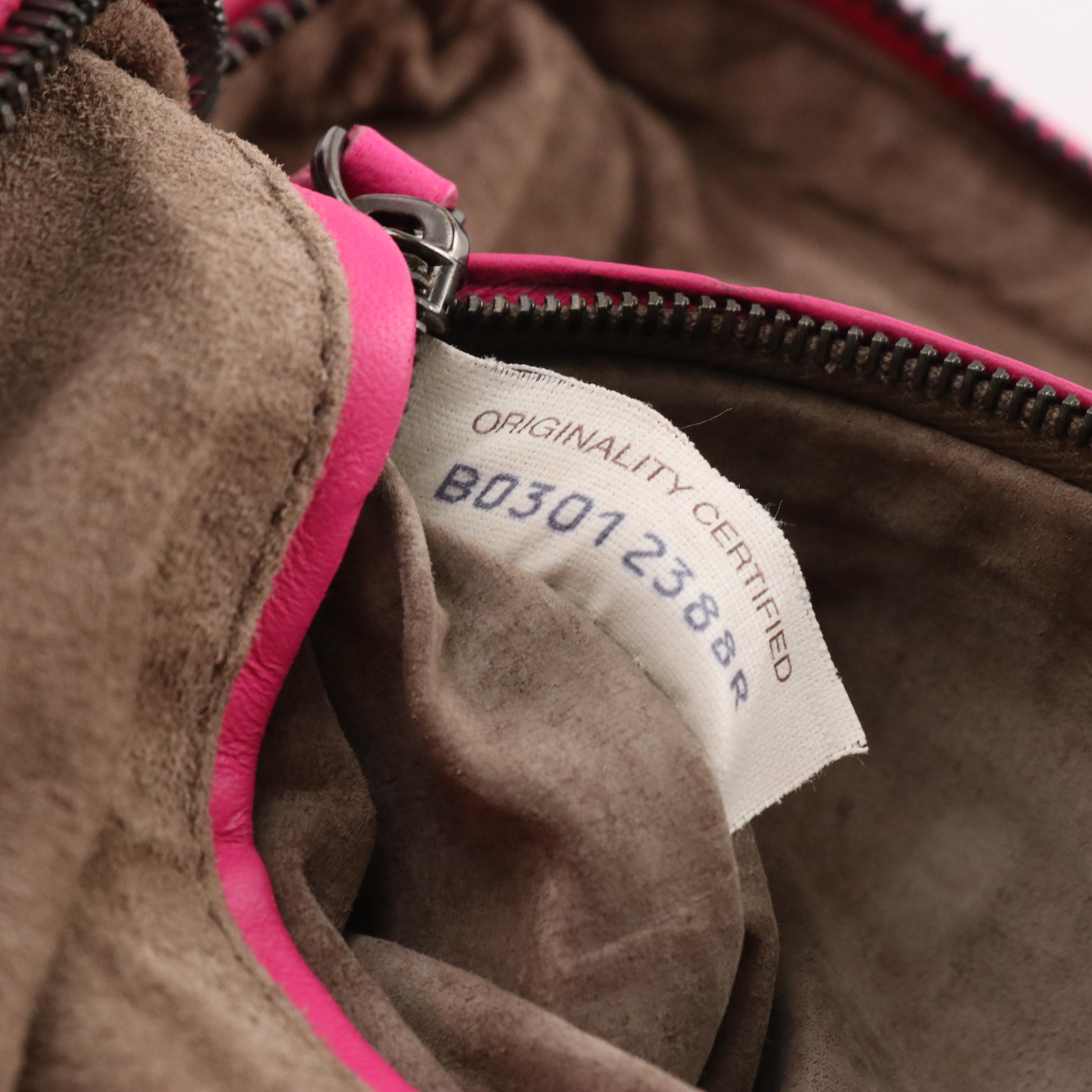 Bottega Veneta Zippered Crossbody Bag in Hot Pink Intrecciato Nappa Leather