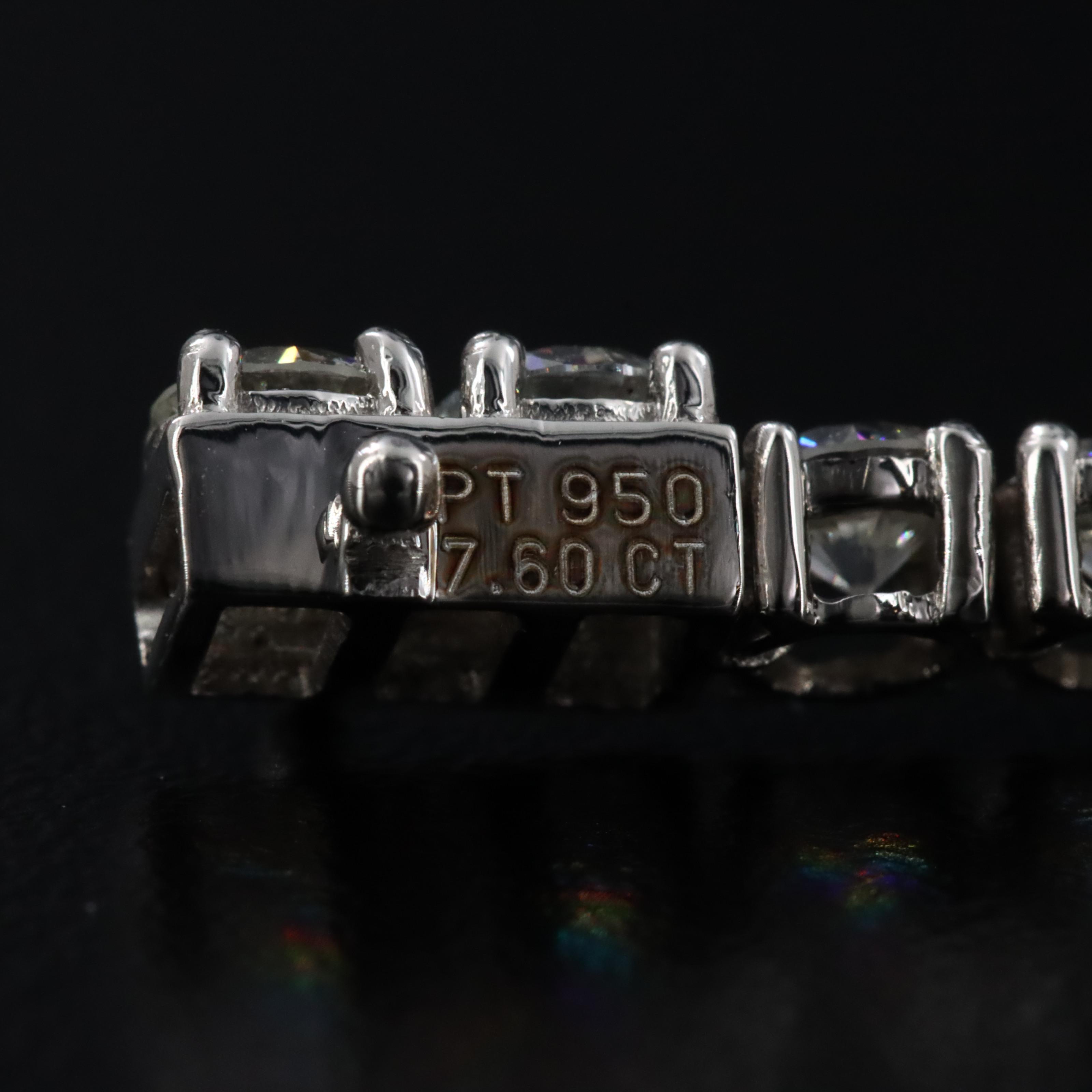 Platinum 7.60 CTW Diamond Line Bracelet with GIA Report