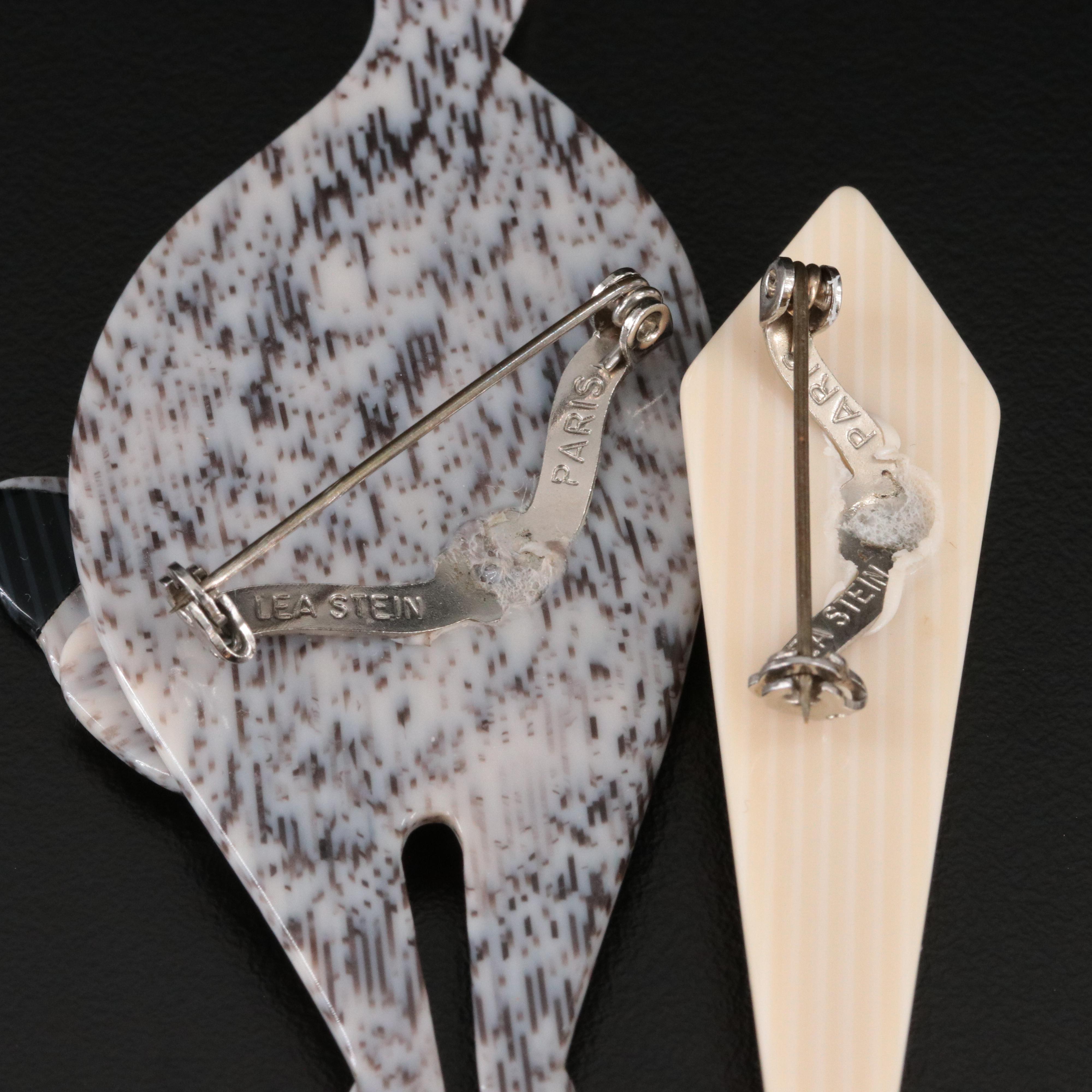 Lea Stein Cat, Rooster and Kite Resin Brooches