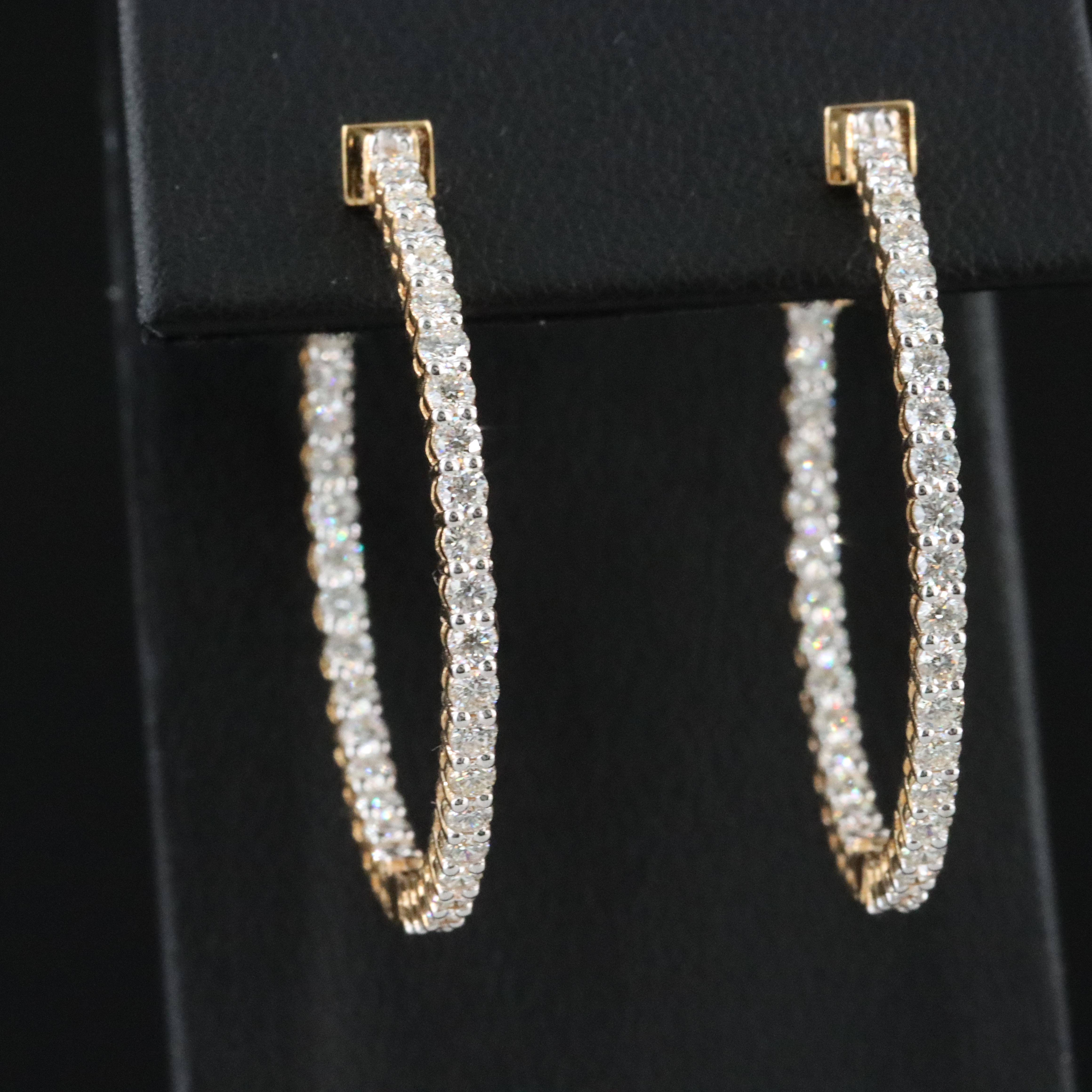 14K 2.03 CTW Diamond Inside-Out Hoop Earrings
