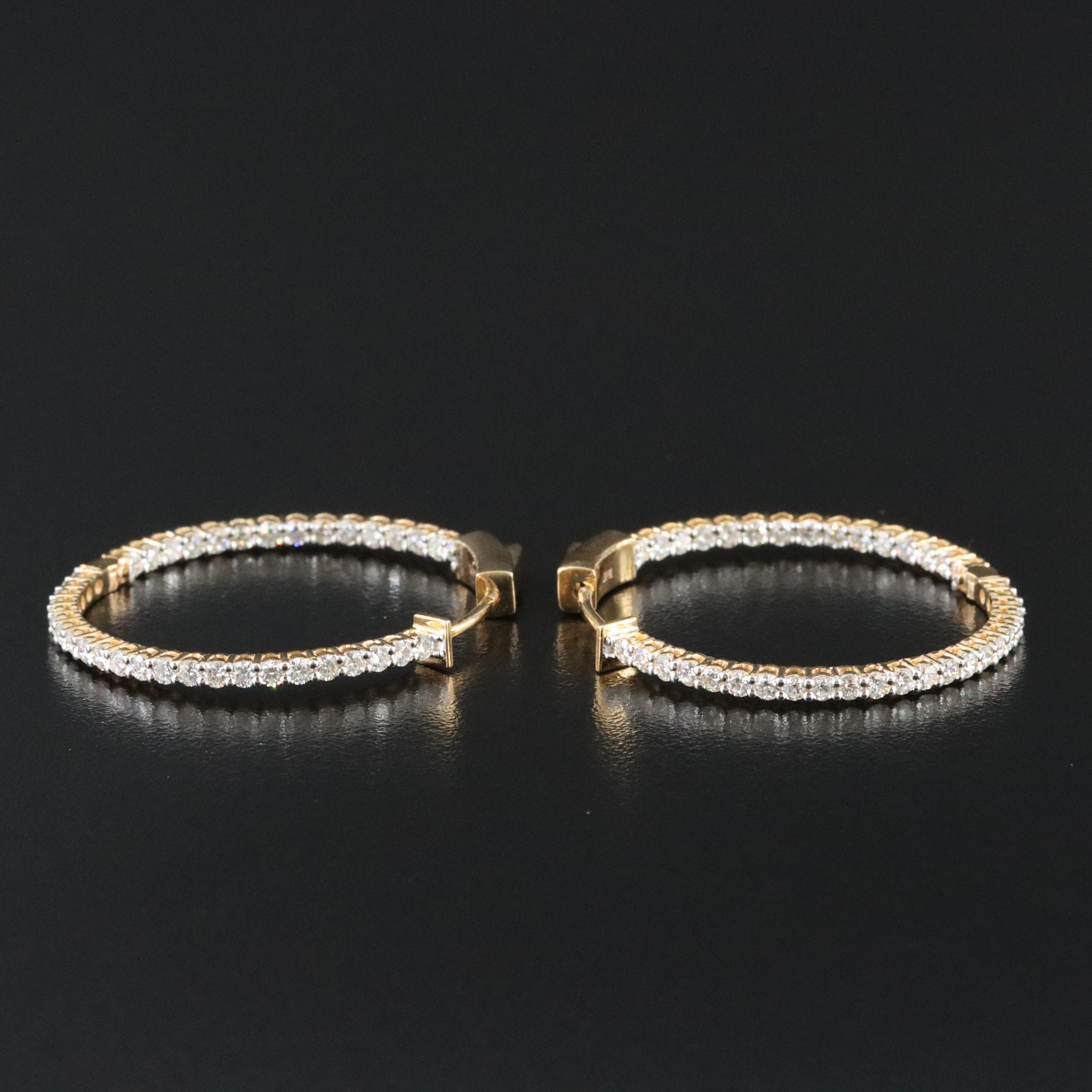 14K 2.03 CTW Diamond Inside-Out Hoop Earrings
