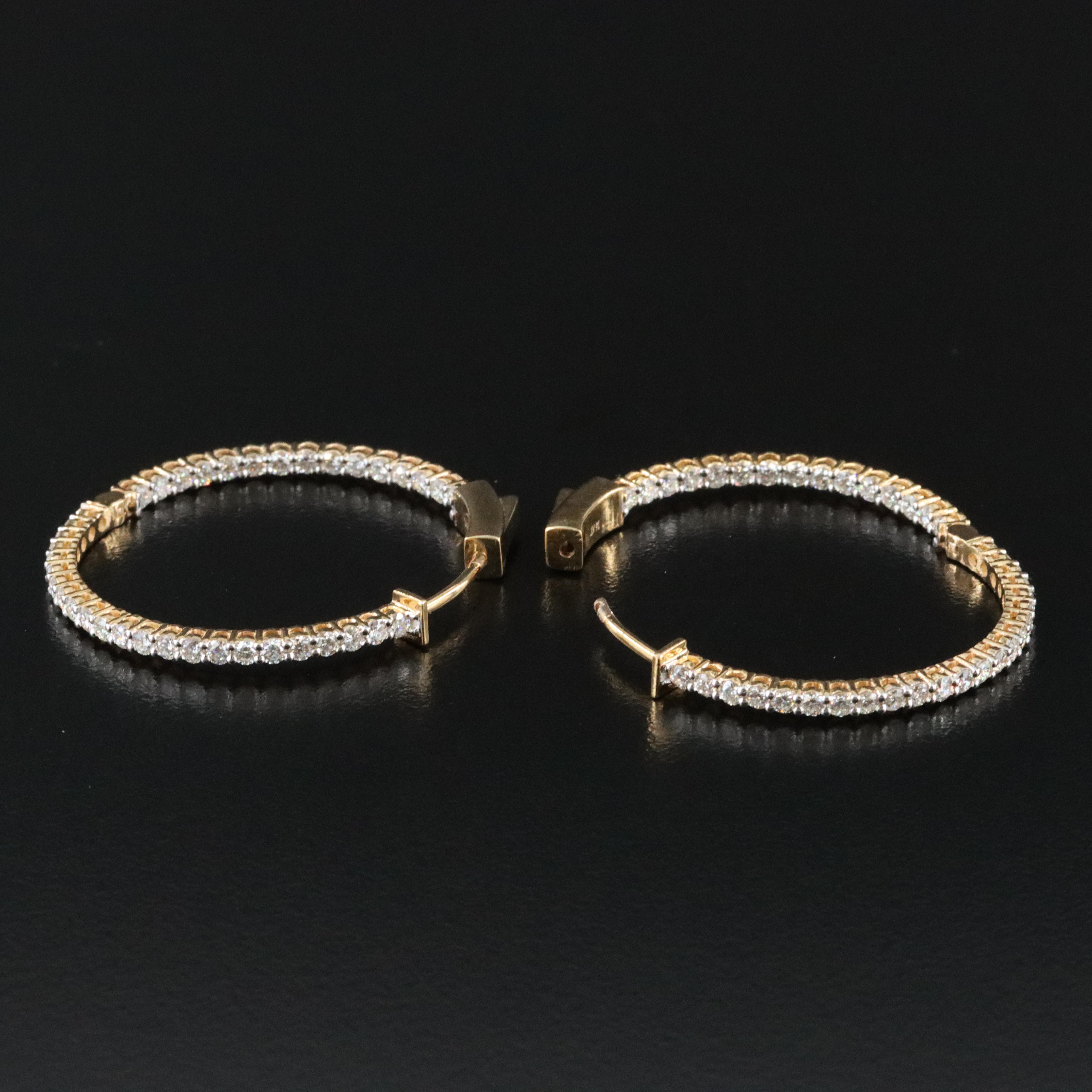 14K 2.03 CTW Diamond Inside-Out Hoop Earrings