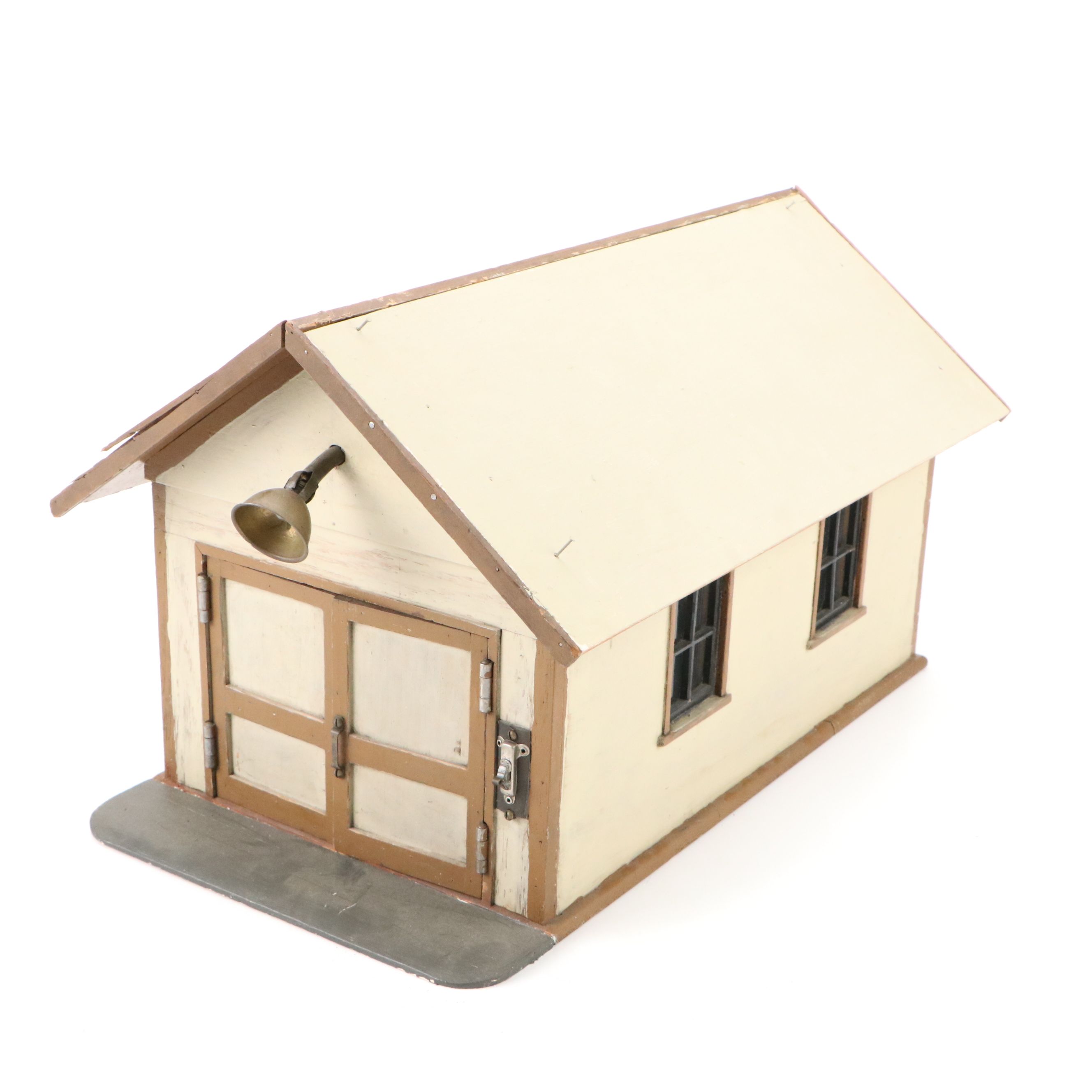 Handcrafted Folk Art Motorized Wood Garage Model