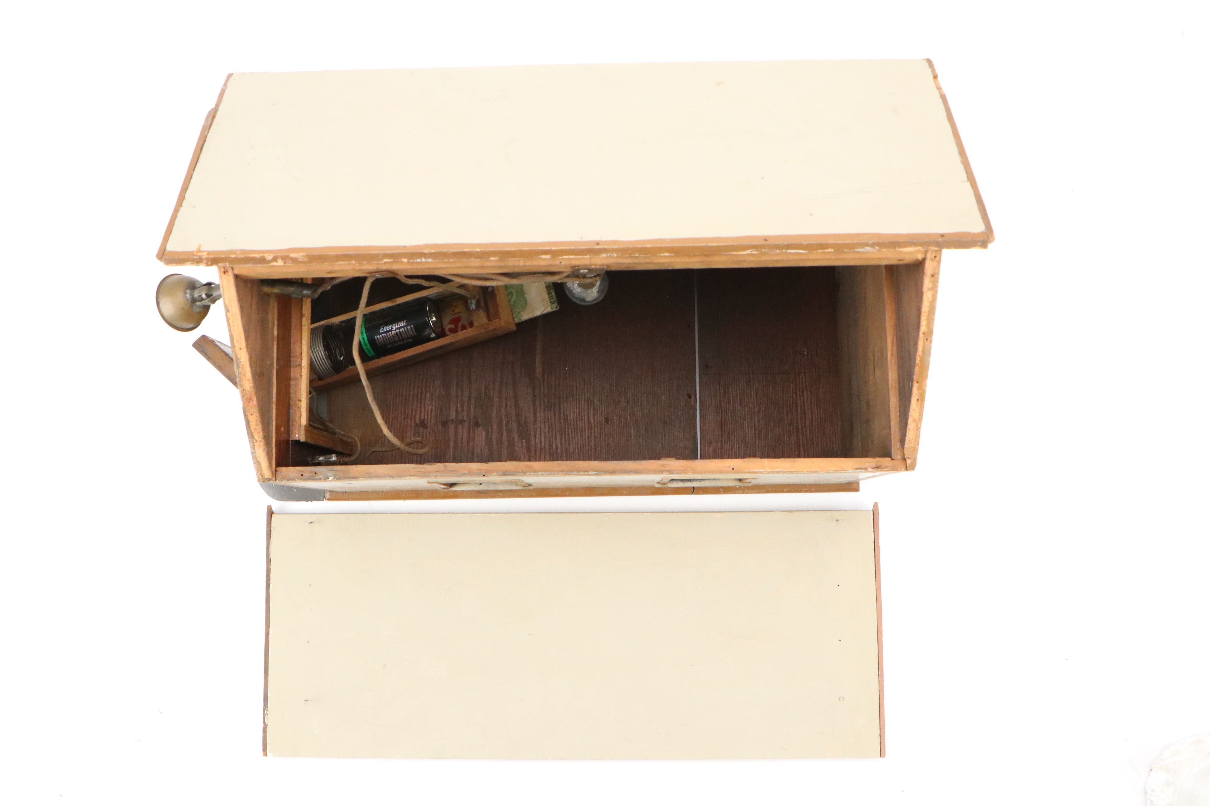 Handcrafted Folk Art Motorized Wood Garage Model