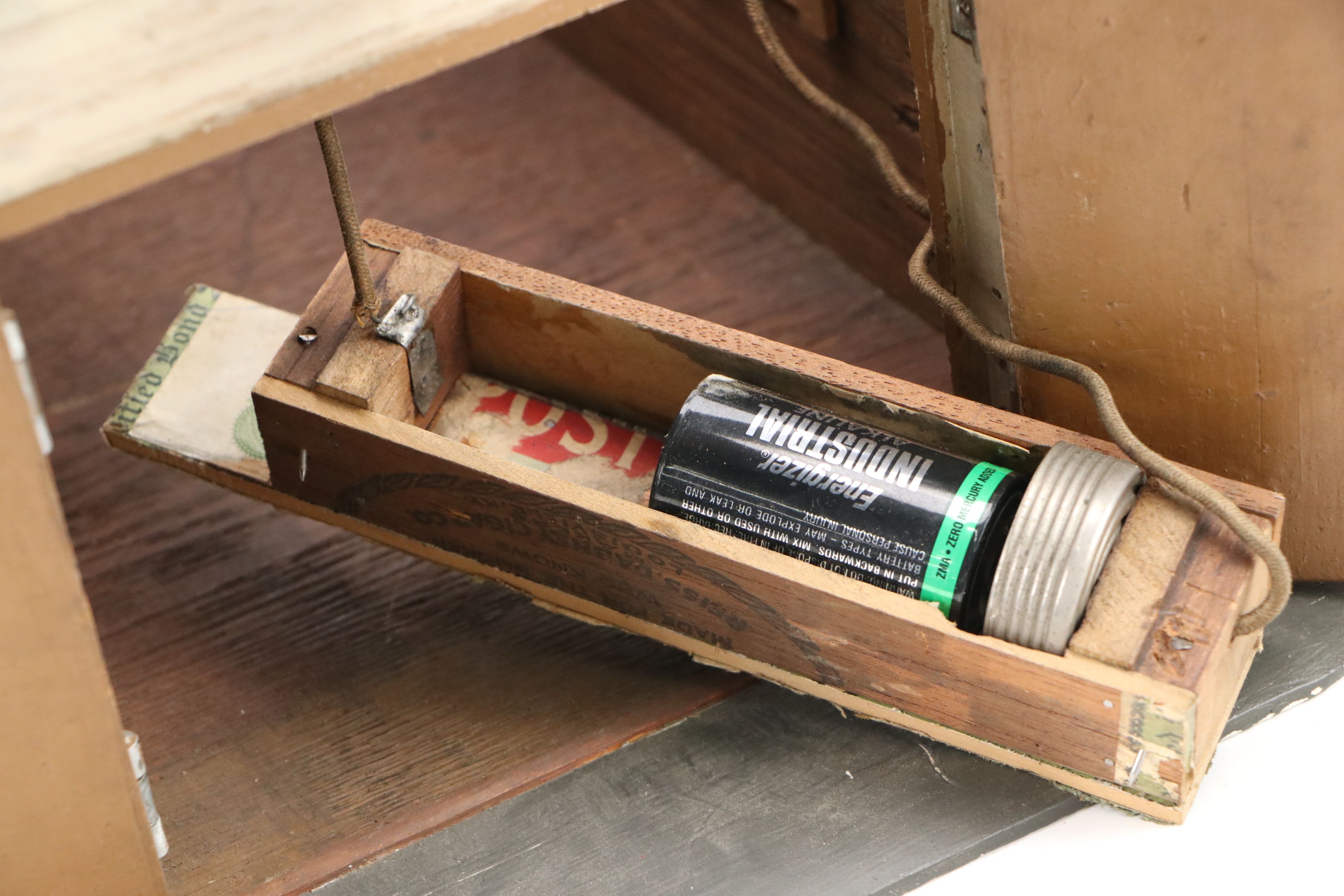 Handcrafted Folk Art Motorized Wood Garage Model