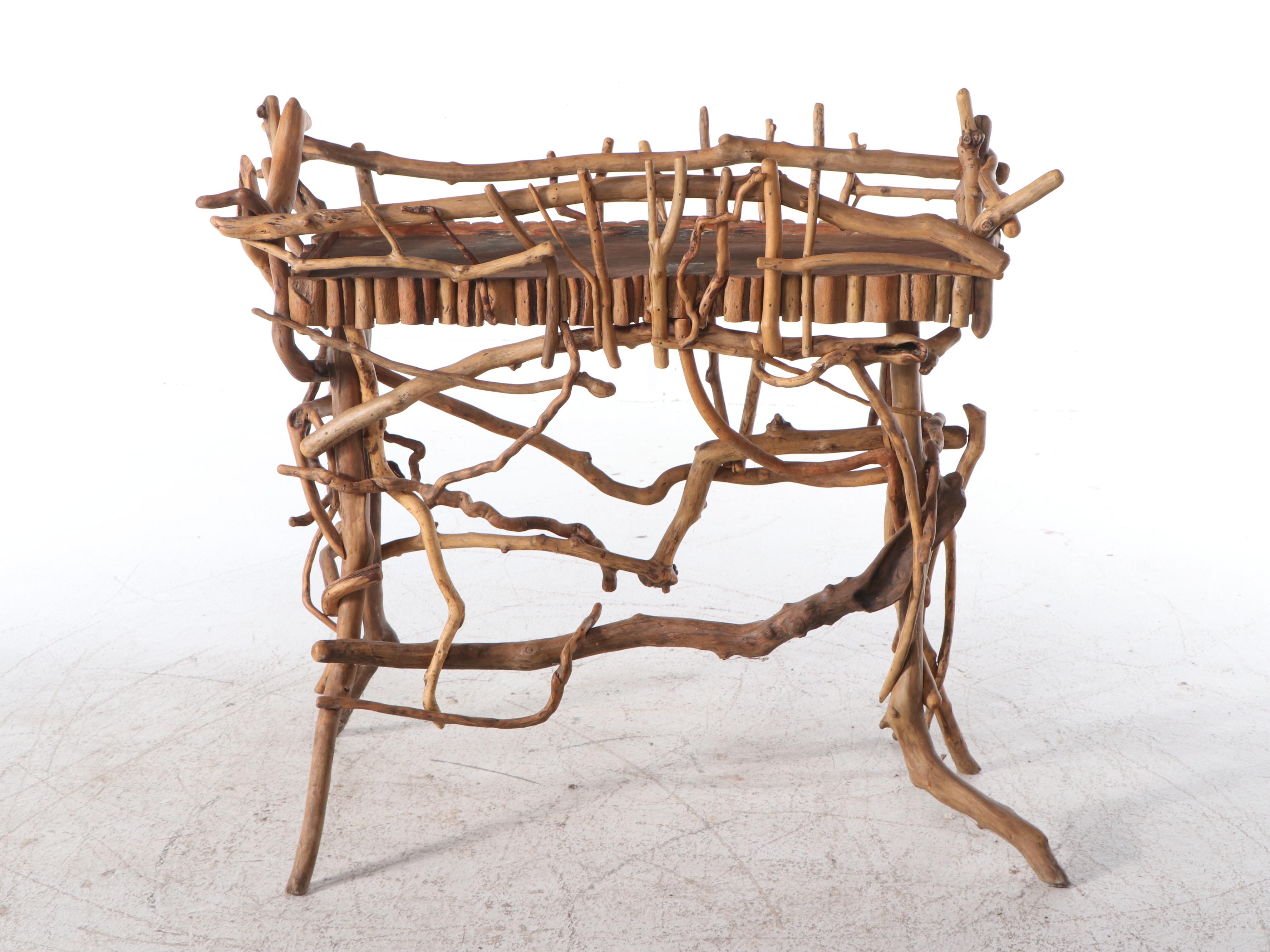 Robert Beaven Adirondack Style Handcrafted Root Wood Plant Stand