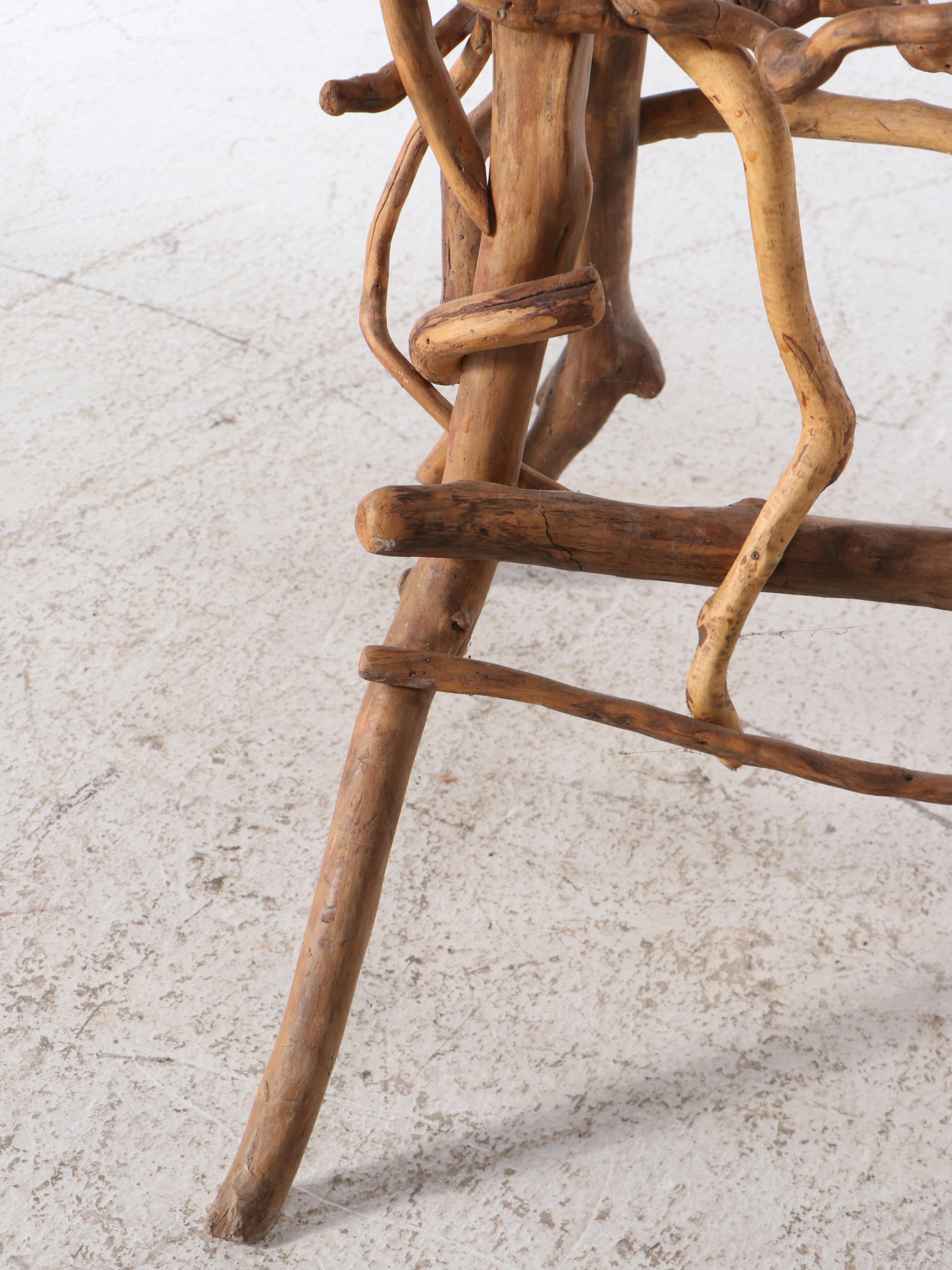 Robert Beaven Adirondack Style Handcrafted Root Wood Plant Stand