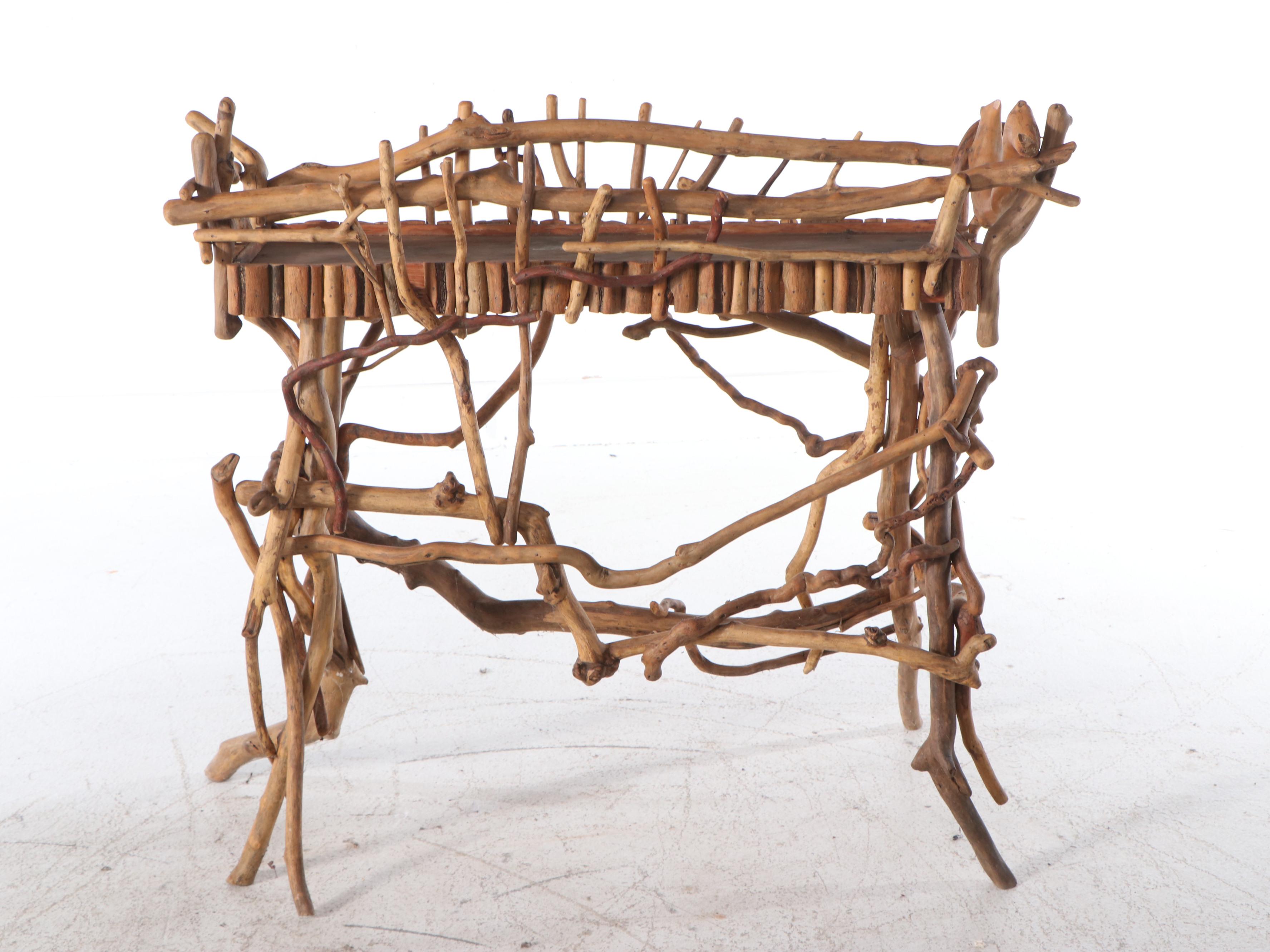 Robert Beaven Adirondack Style Handcrafted Root Wood Plant Stand