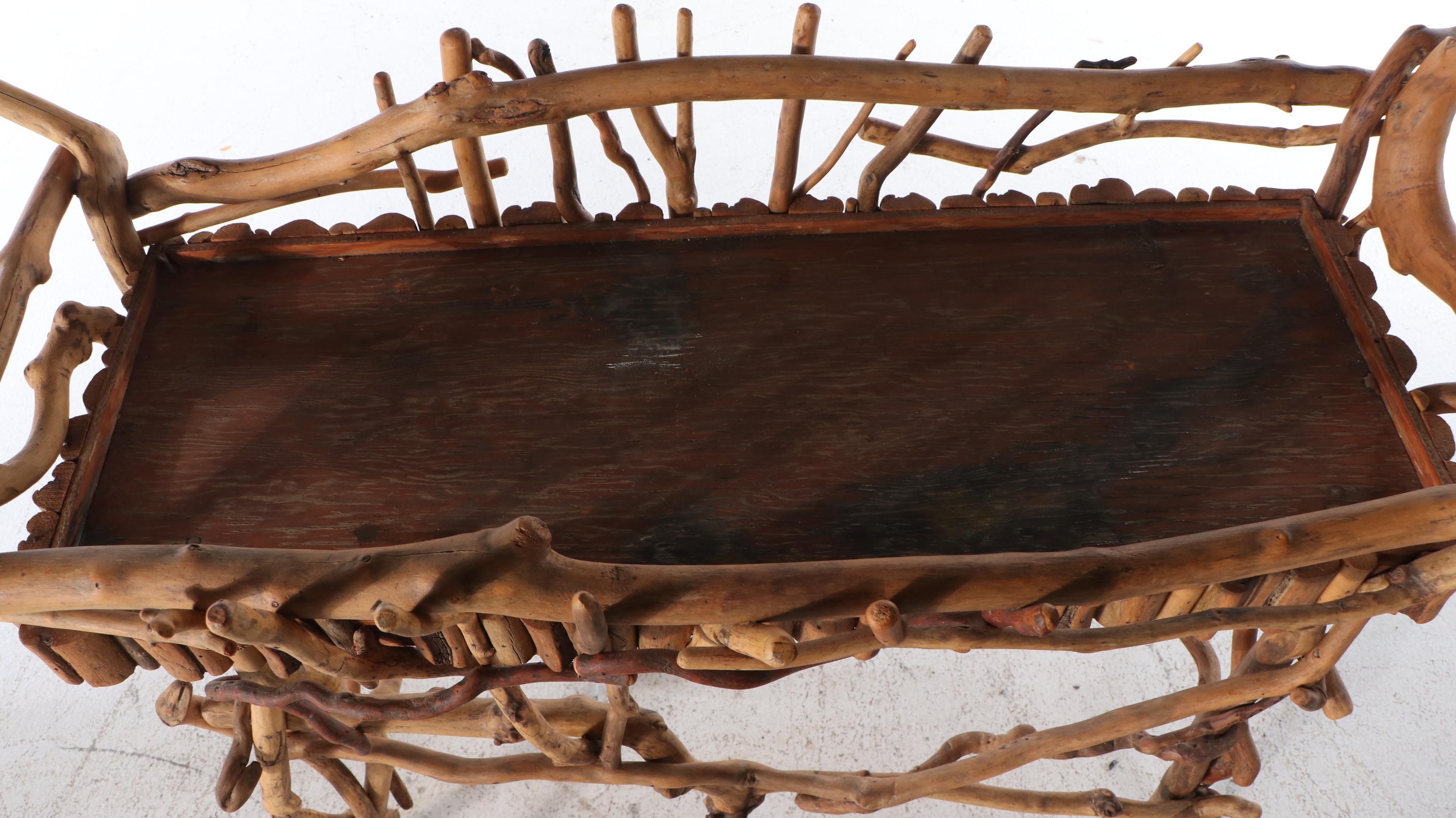 Robert Beaven Adirondack Style Handcrafted Root Wood Plant Stand