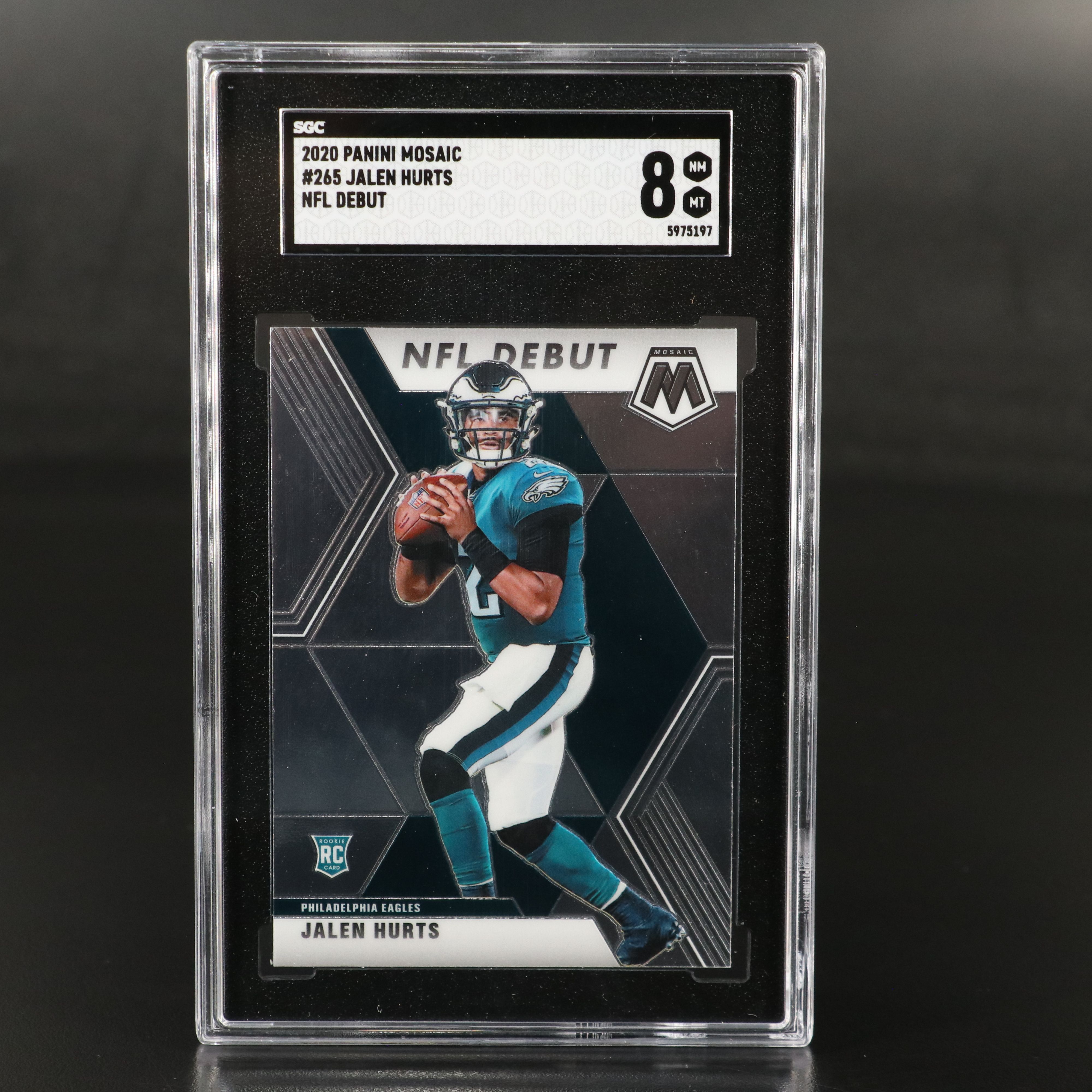 2020 Mosaic Jalen Hurts Philadelphia Eagles Rookie Football Card Graded SGC 8