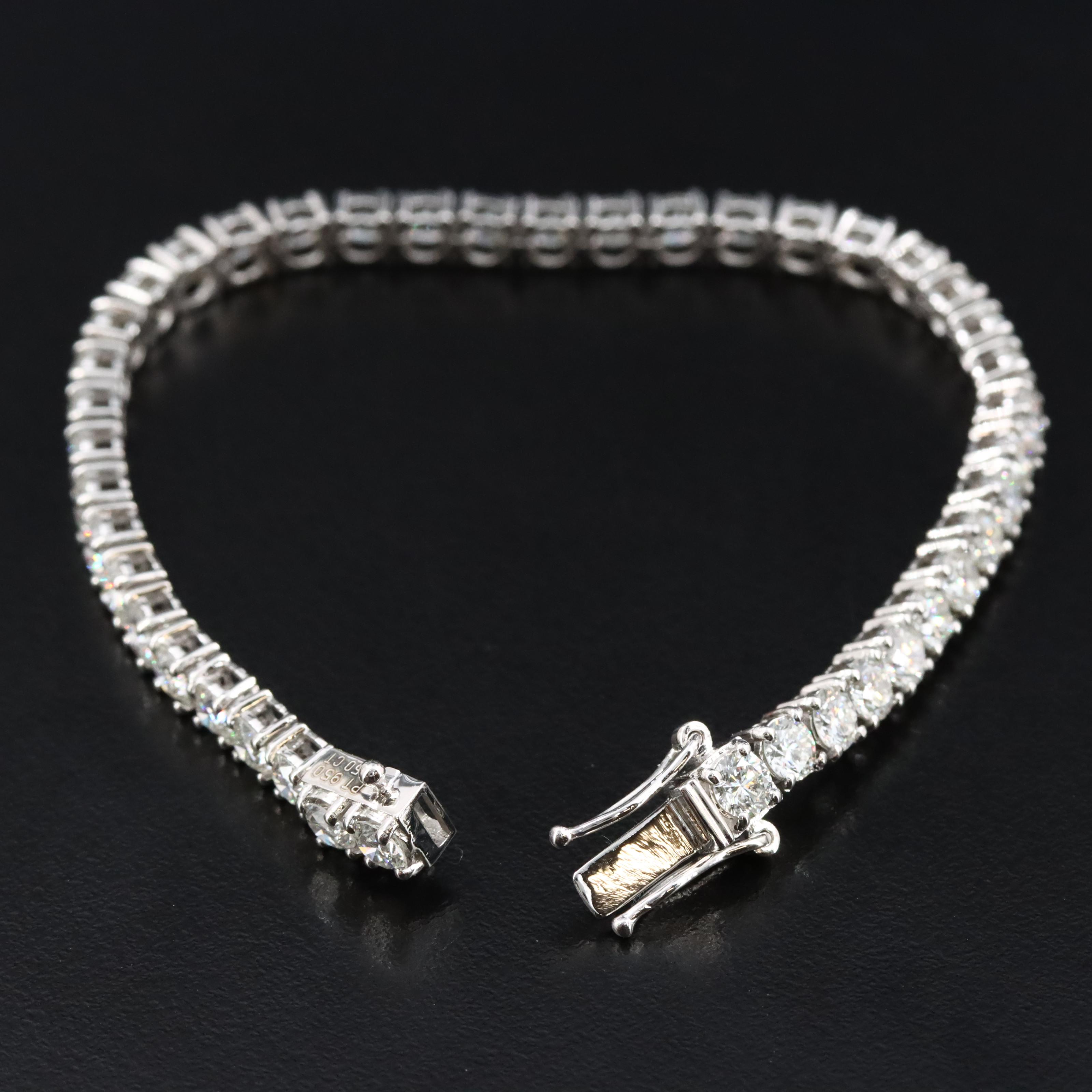 Platinum 7.50 CTW Diamond Line Bracelet with GIA Report