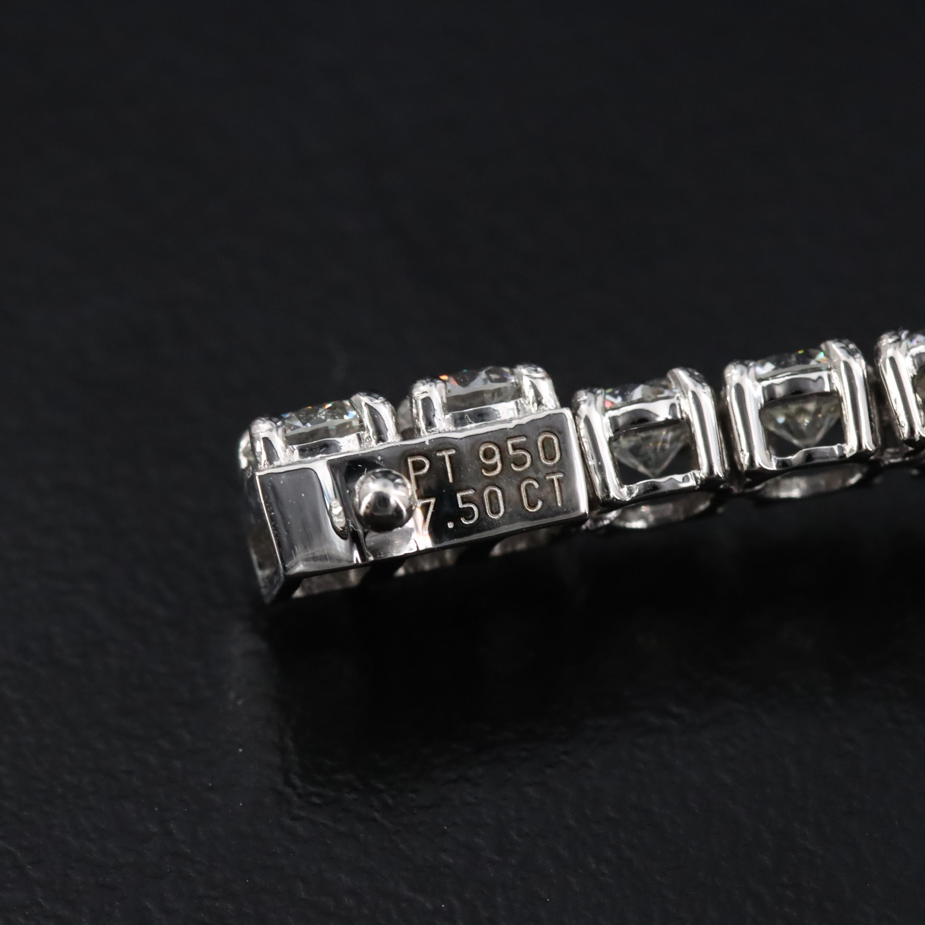 Platinum 7.50 CTW Diamond Line Bracelet with GIA Report