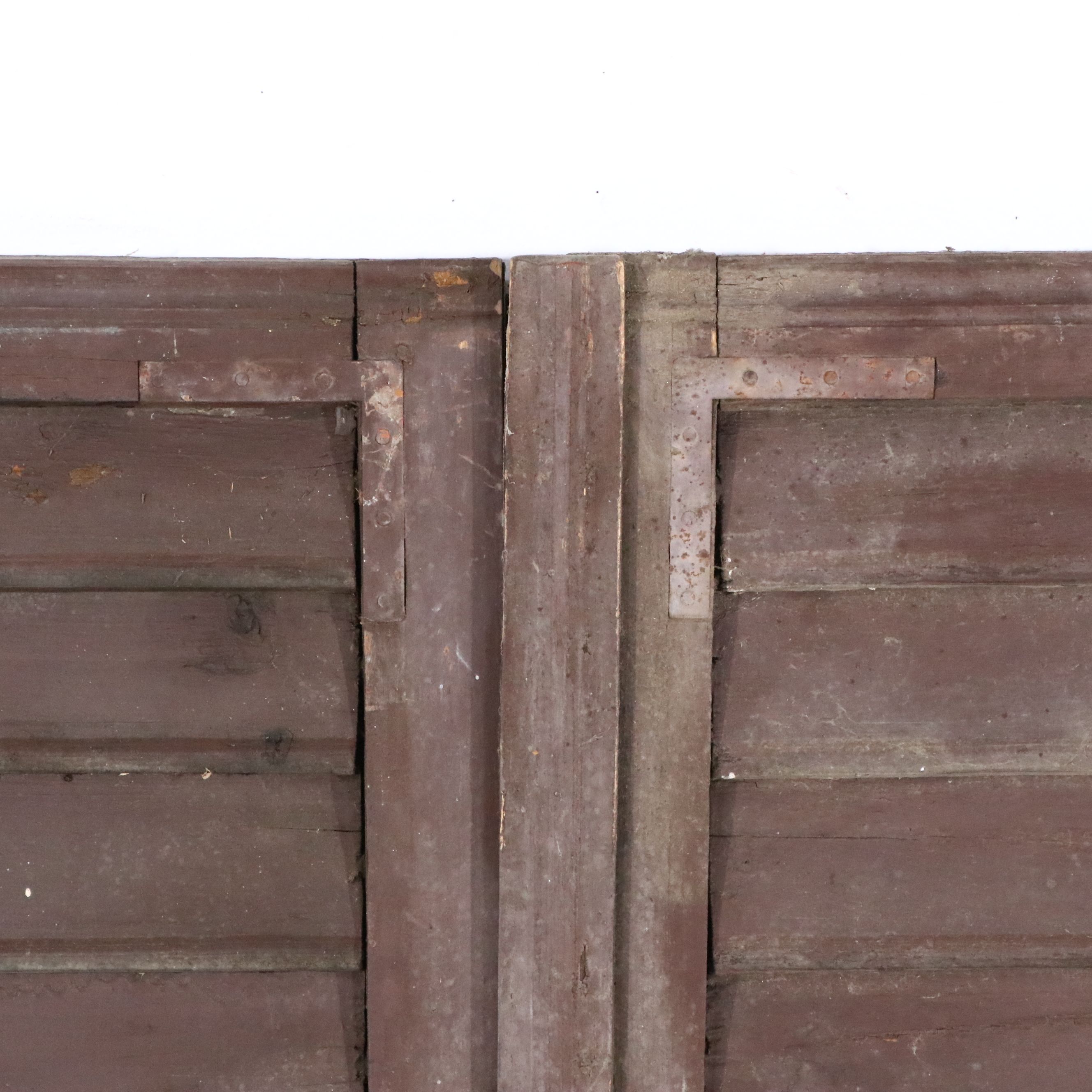 Pair of Brown-Painted Wood Louvered Shutters