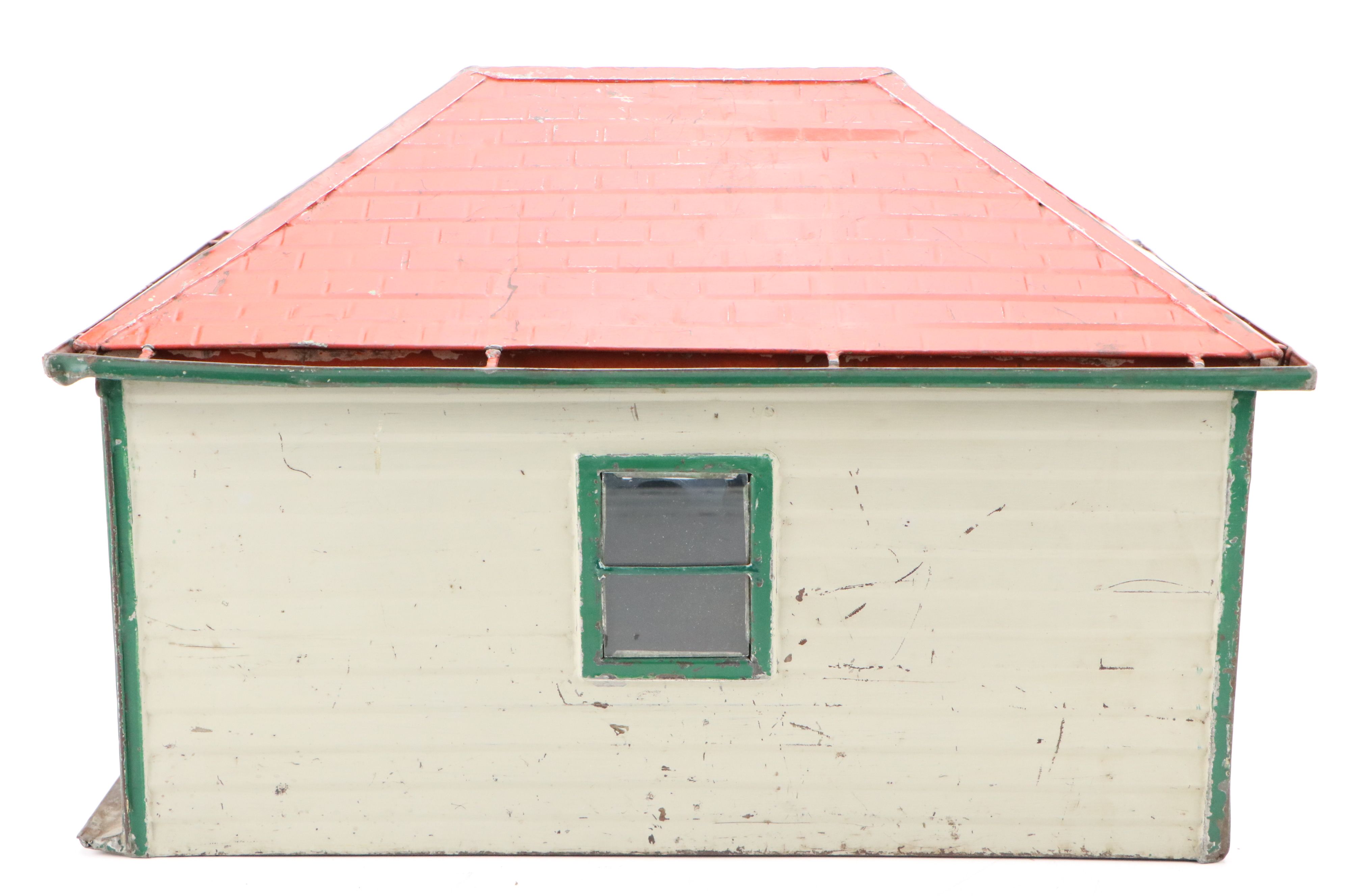 Handcrafted Tin Litho Model Garage, 20th Century