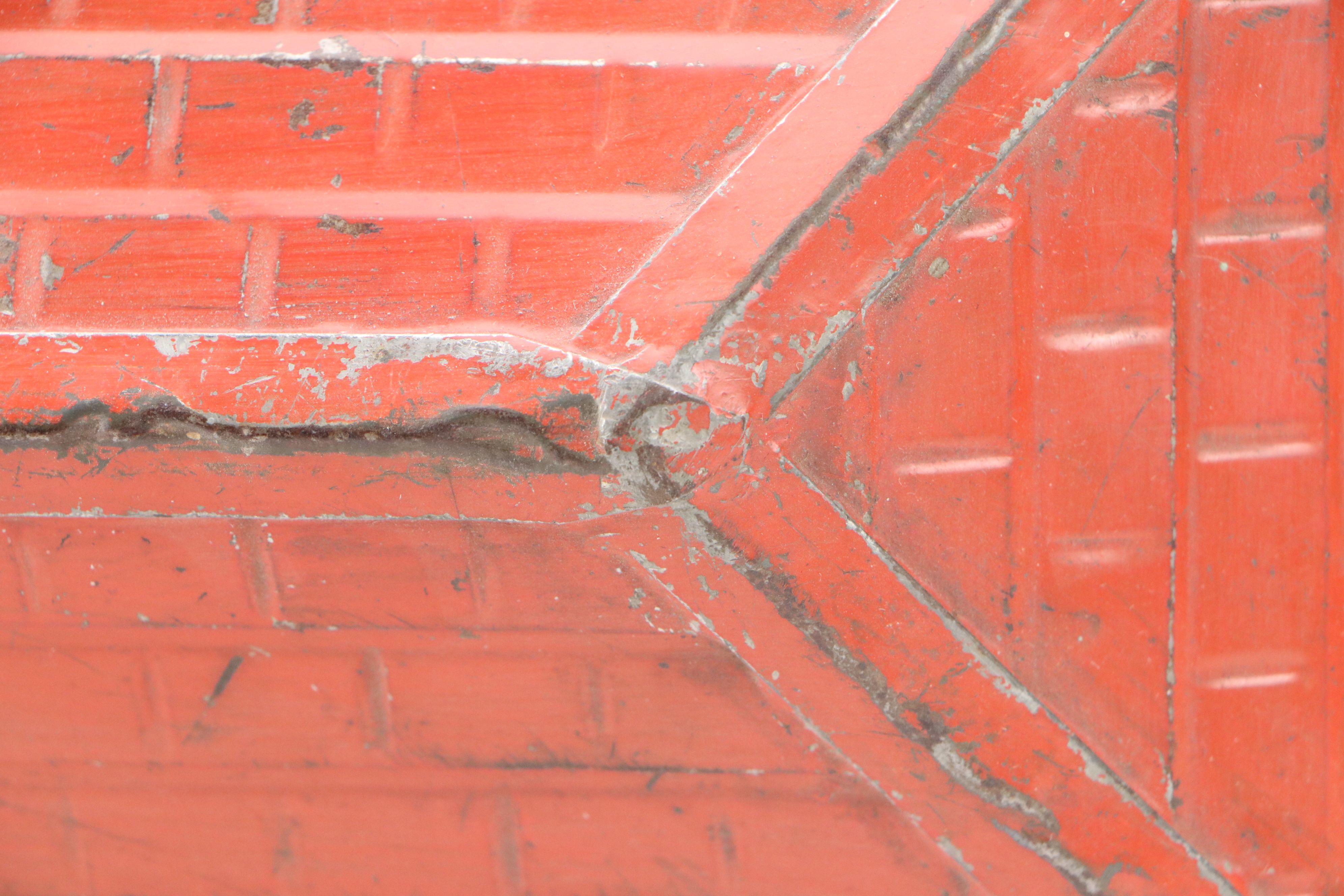 Handcrafted Tin Litho Model Garage, 20th Century