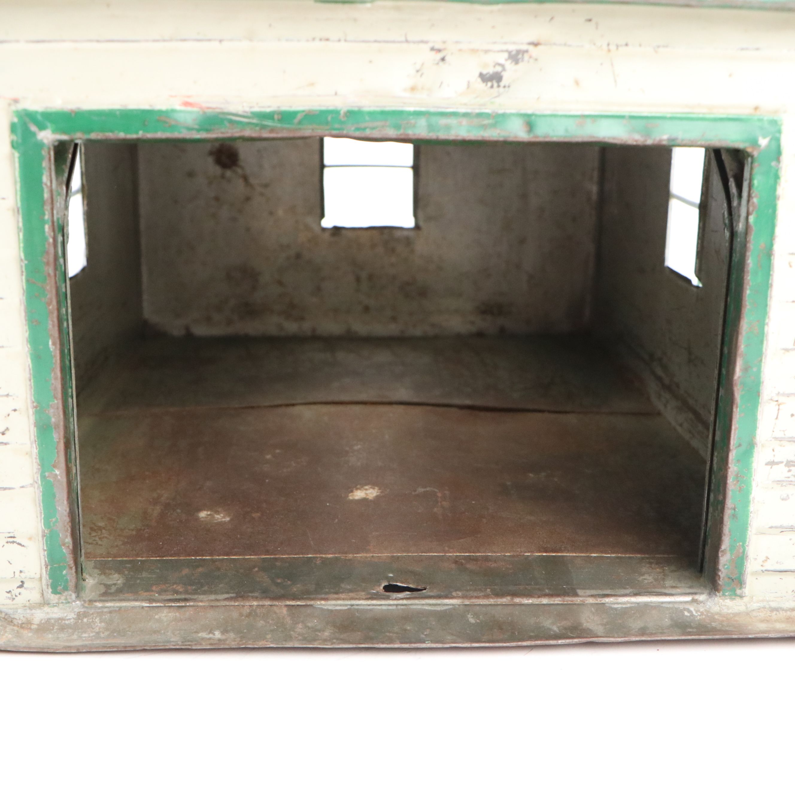 Handcrafted Tin Litho Model Garage, 20th Century