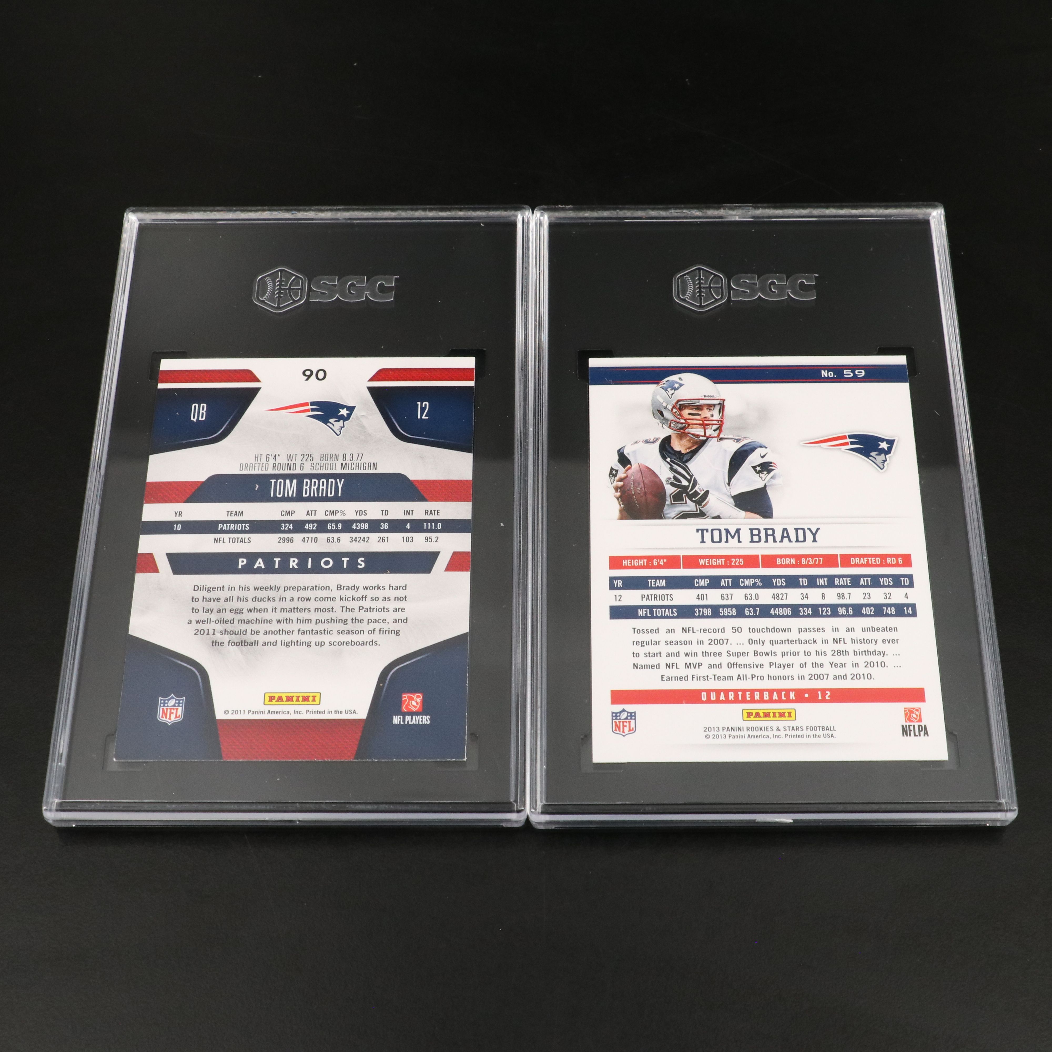 Tom Brady SGC Graded New England Patriots & Tampa Bay Buccaneers Football Cards