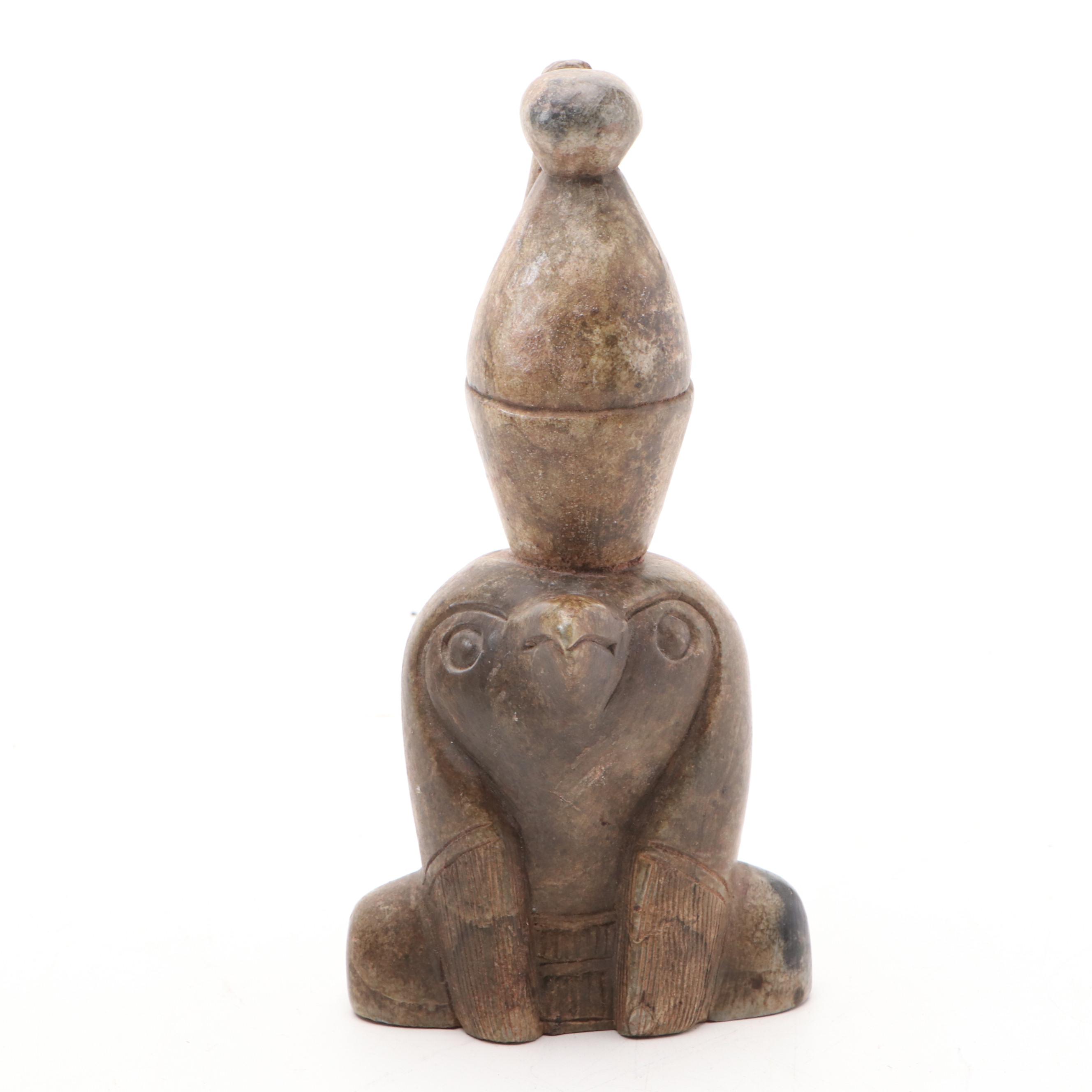 Egyptian Style Carved Soapstone Coptic Urn