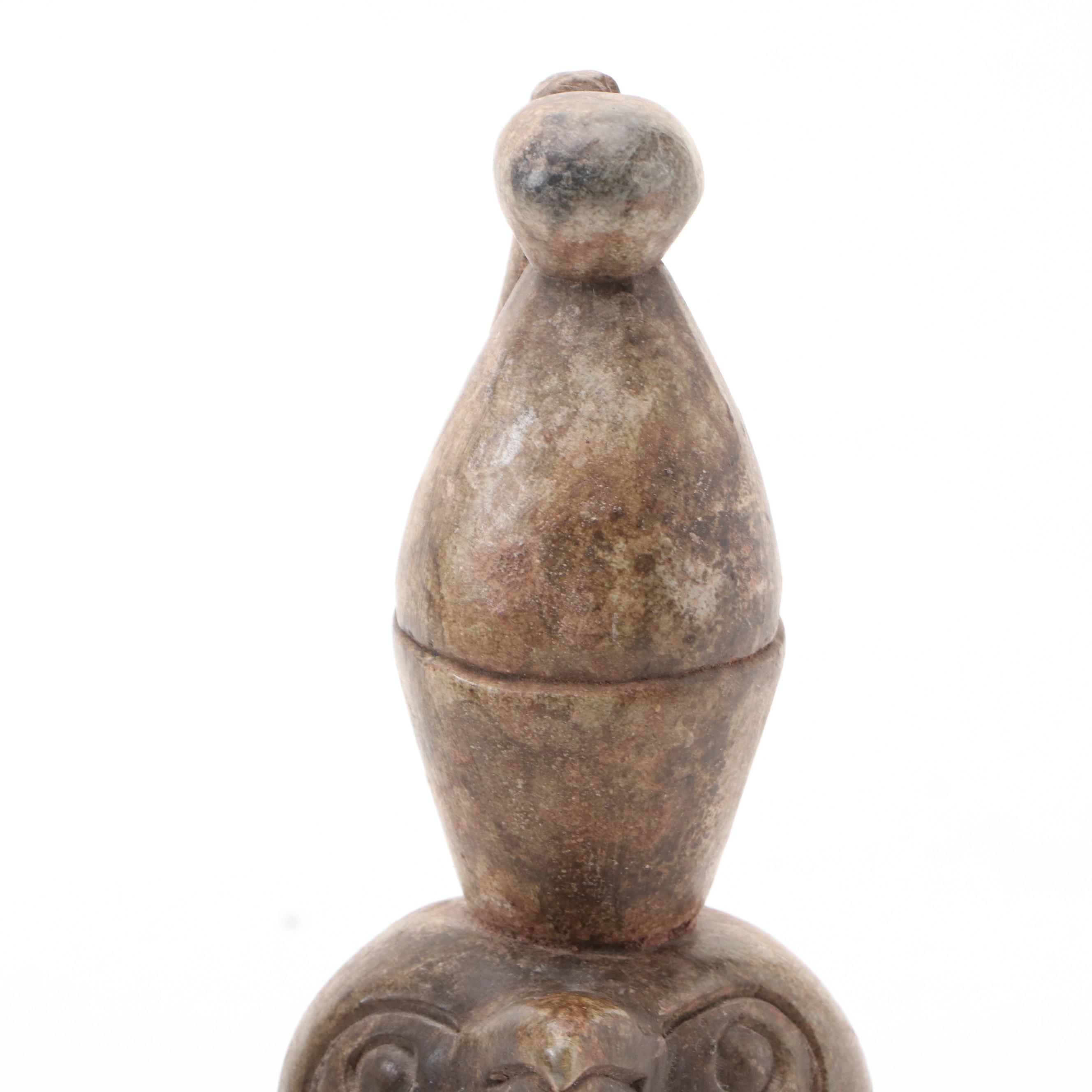Egyptian Style Carved Soapstone Coptic Urn