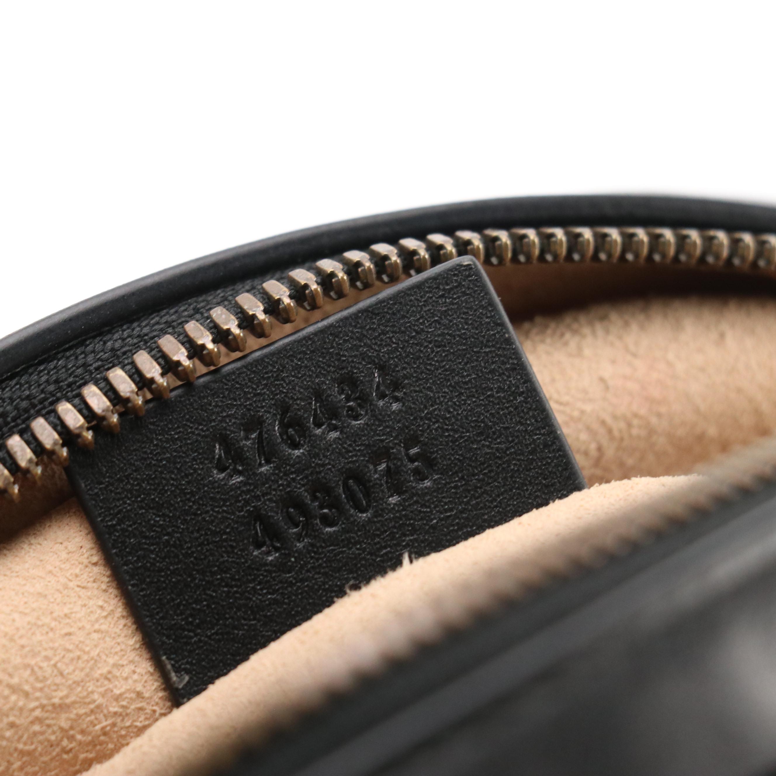 Gucci GG Marmont Belt Bag in Black Chevron Matelassé Calfskin Leather