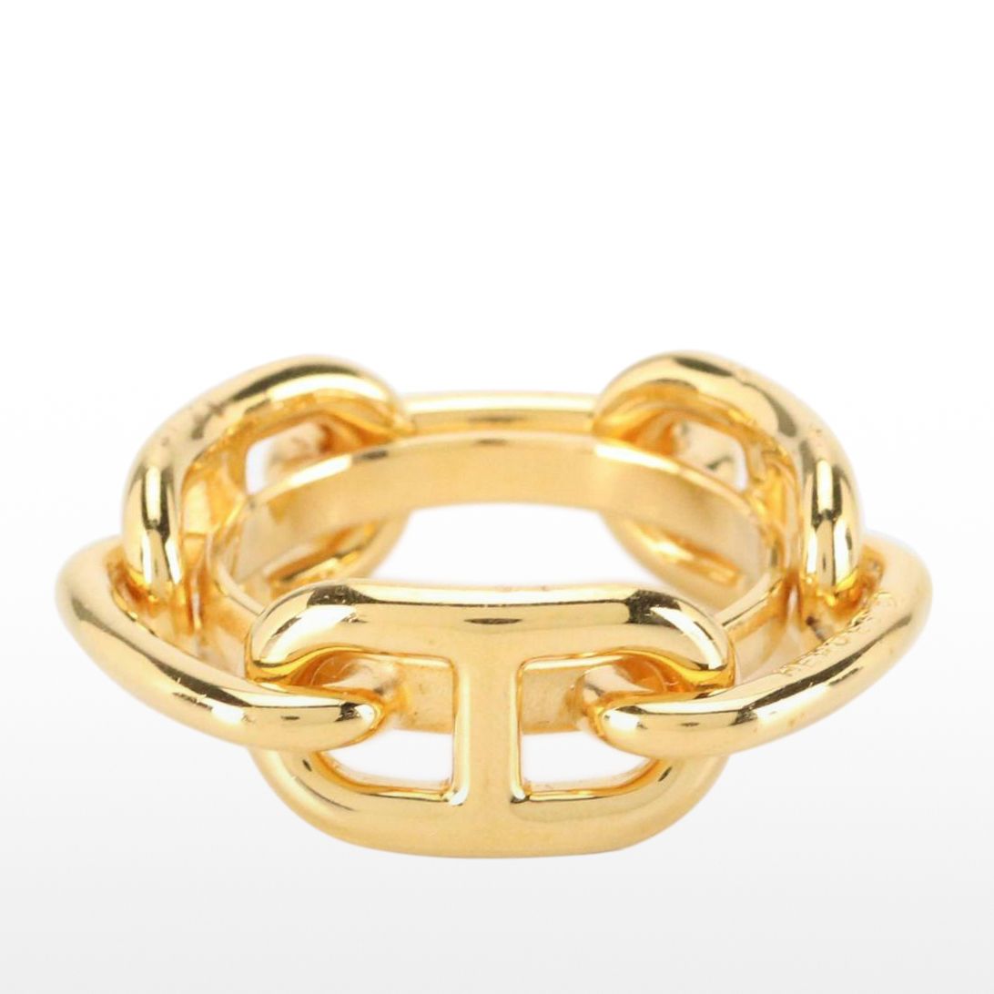 Hermès Bijouterie Fantaisie Gold Plated Chaine D’Ancre Scarf Ring
