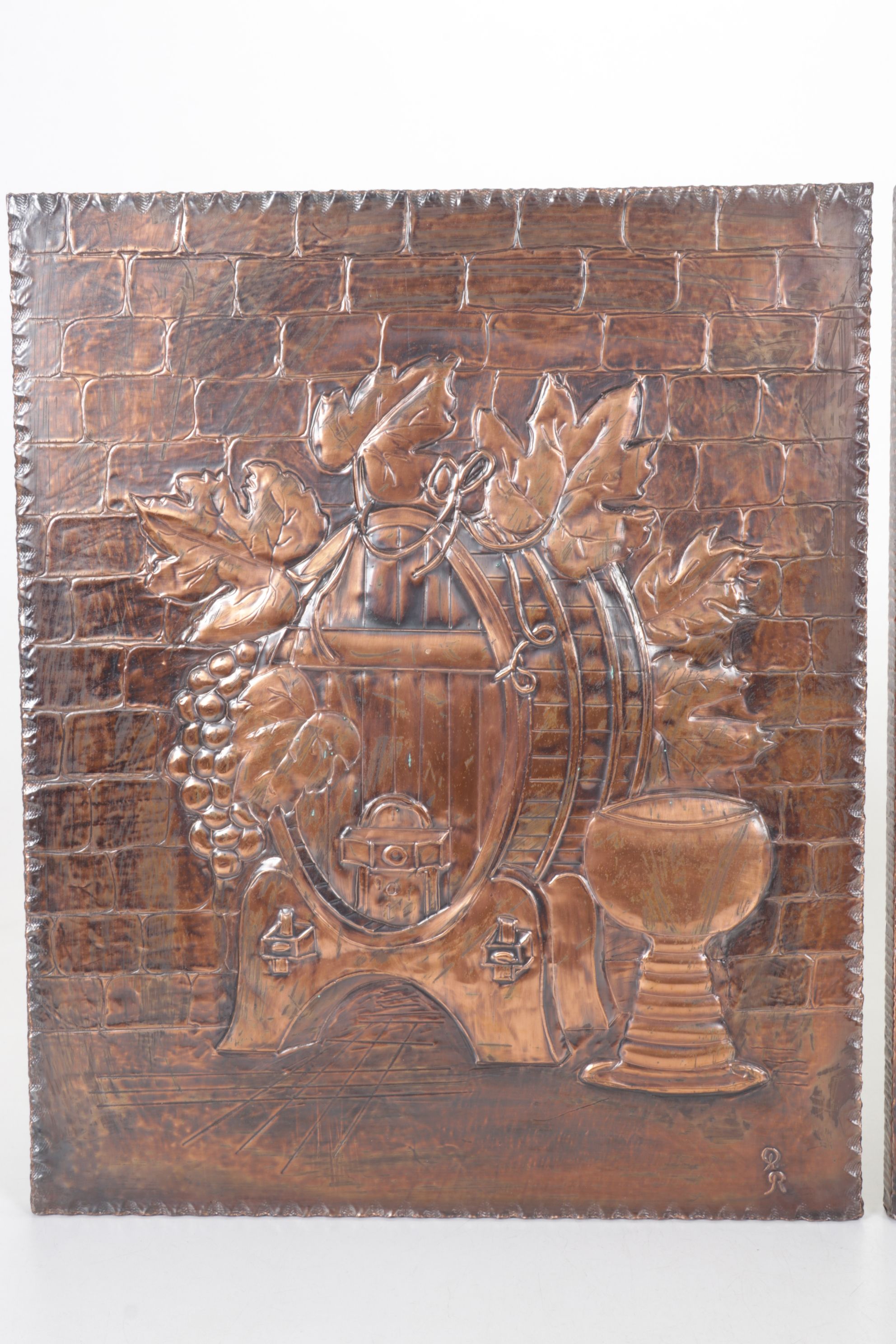 Repoussé Copper Panels with Winery Motif