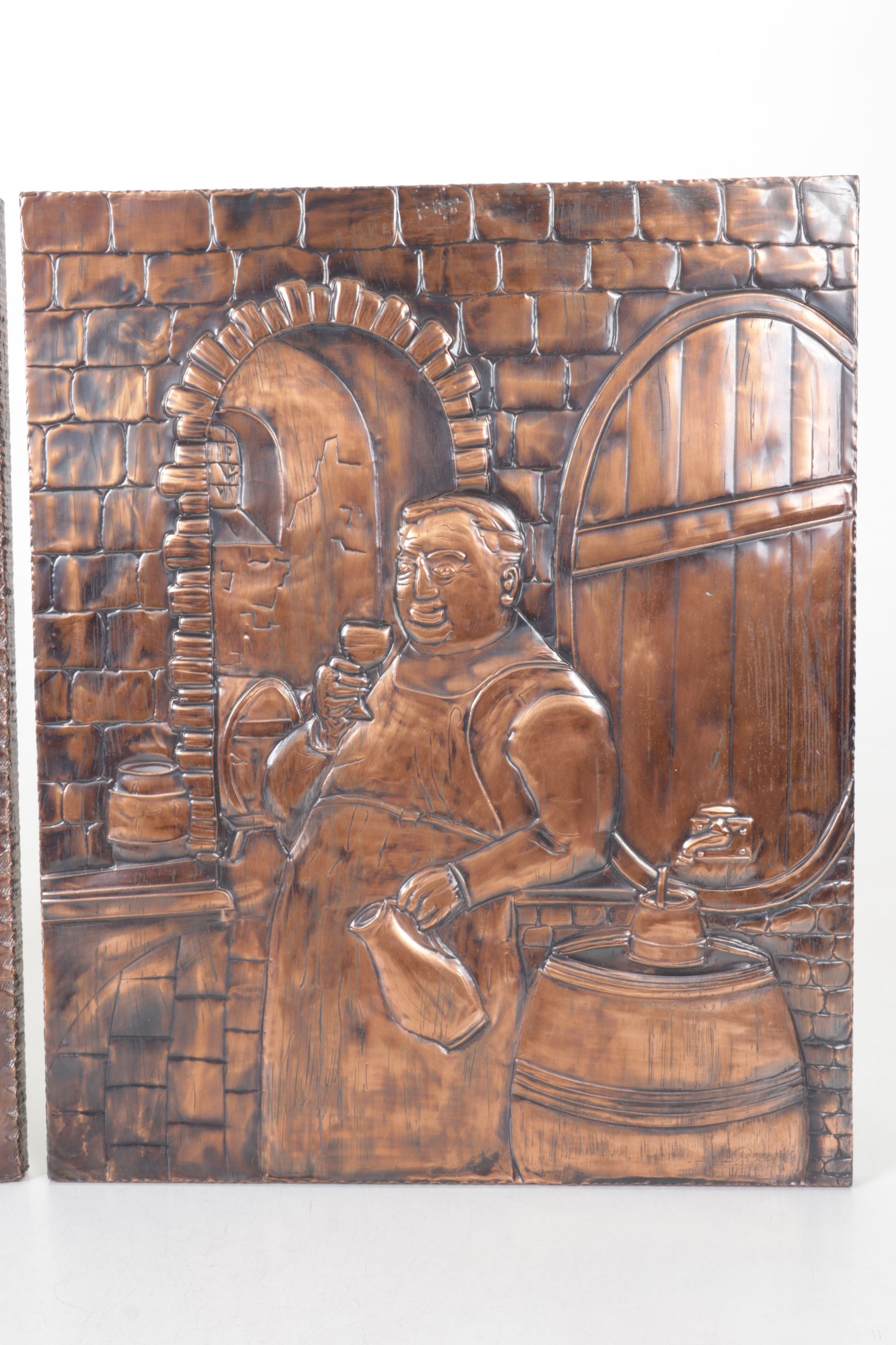 Repoussé Copper Panels with Winery Motif