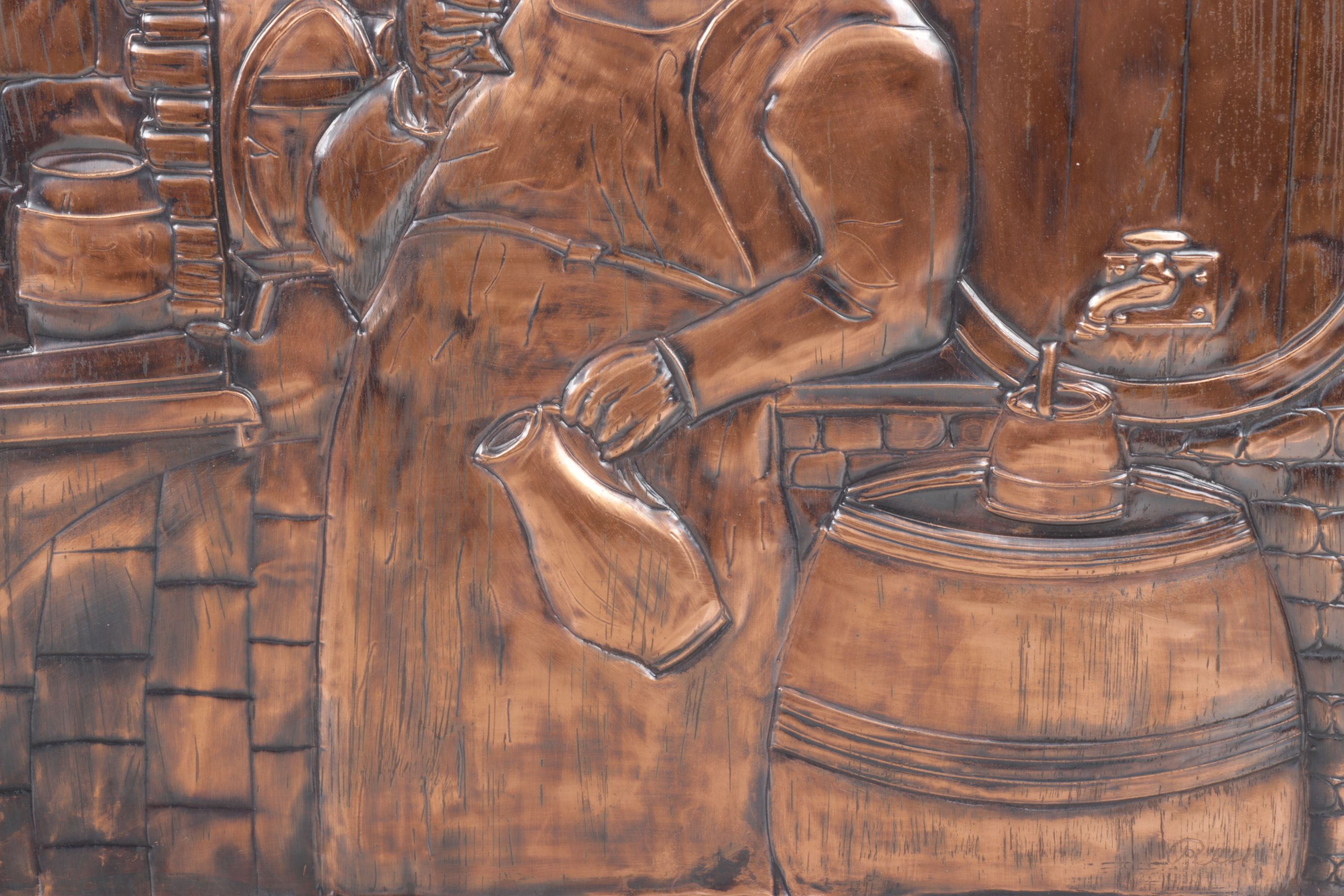 Repoussé Copper Panels with Winery Motif