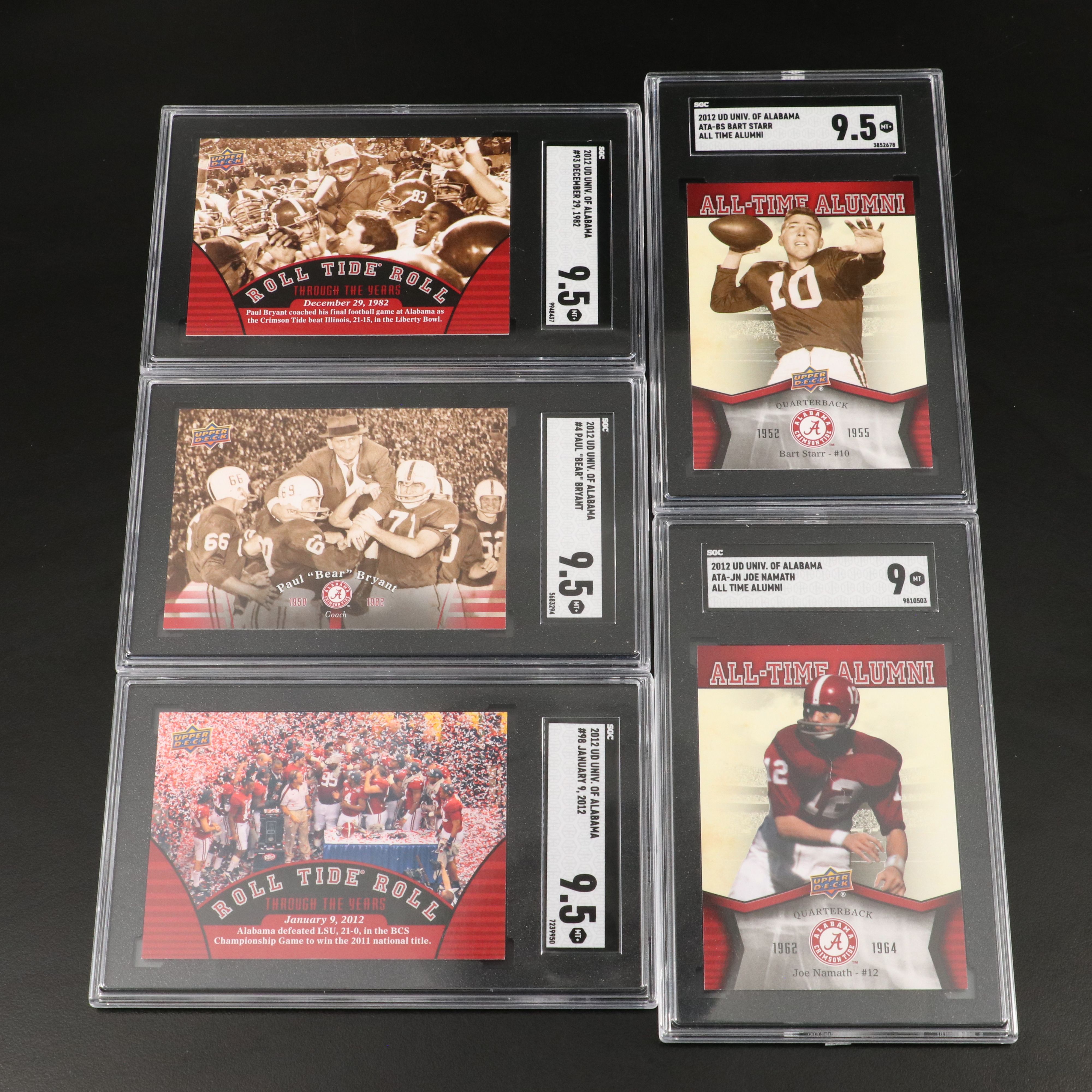 Bart Starr, Joe Namath, & More University of Alabama SGC Graded Football Cards
