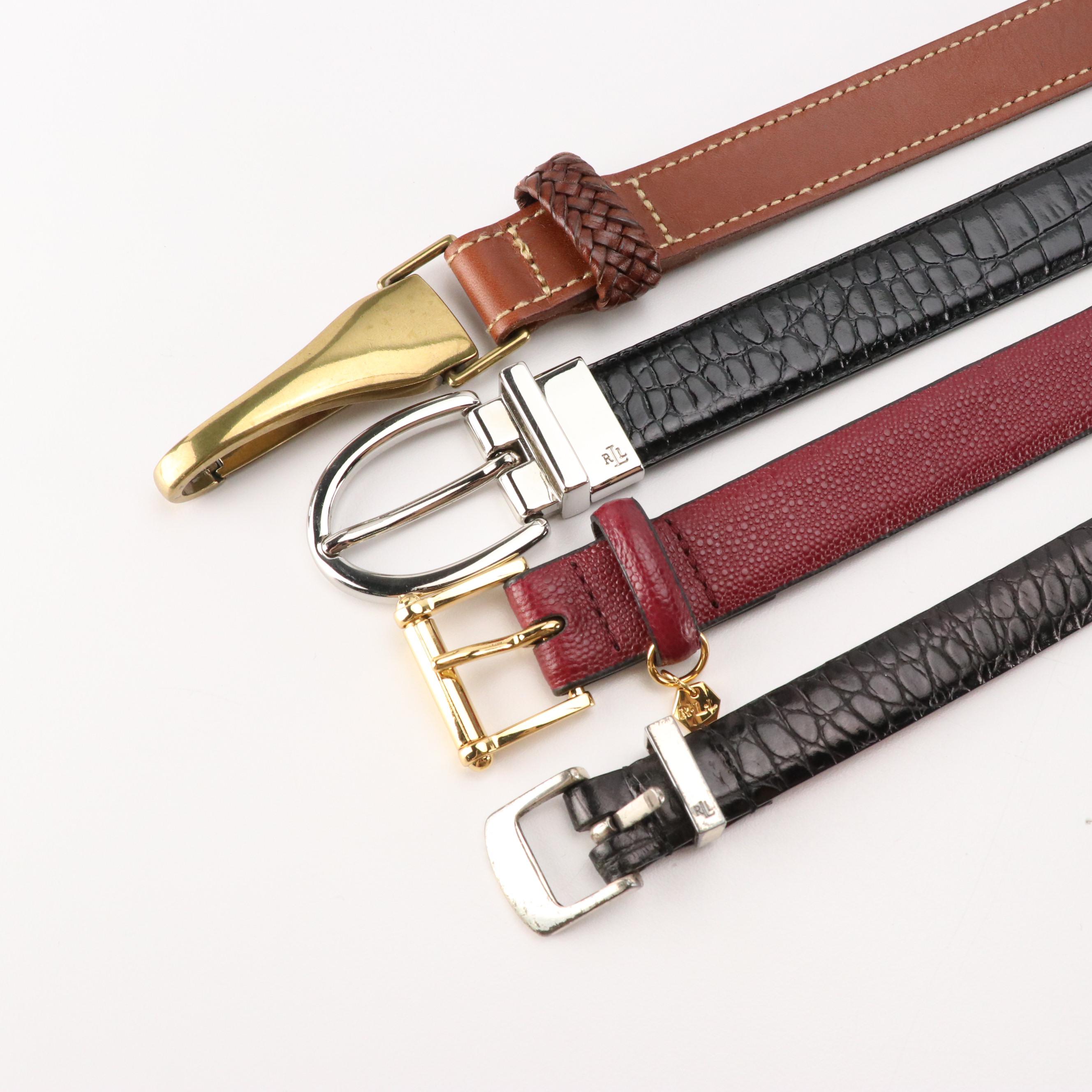 Lauren Ralph Lauren Leather, Woven Fabric, Suede and Canvas Belts