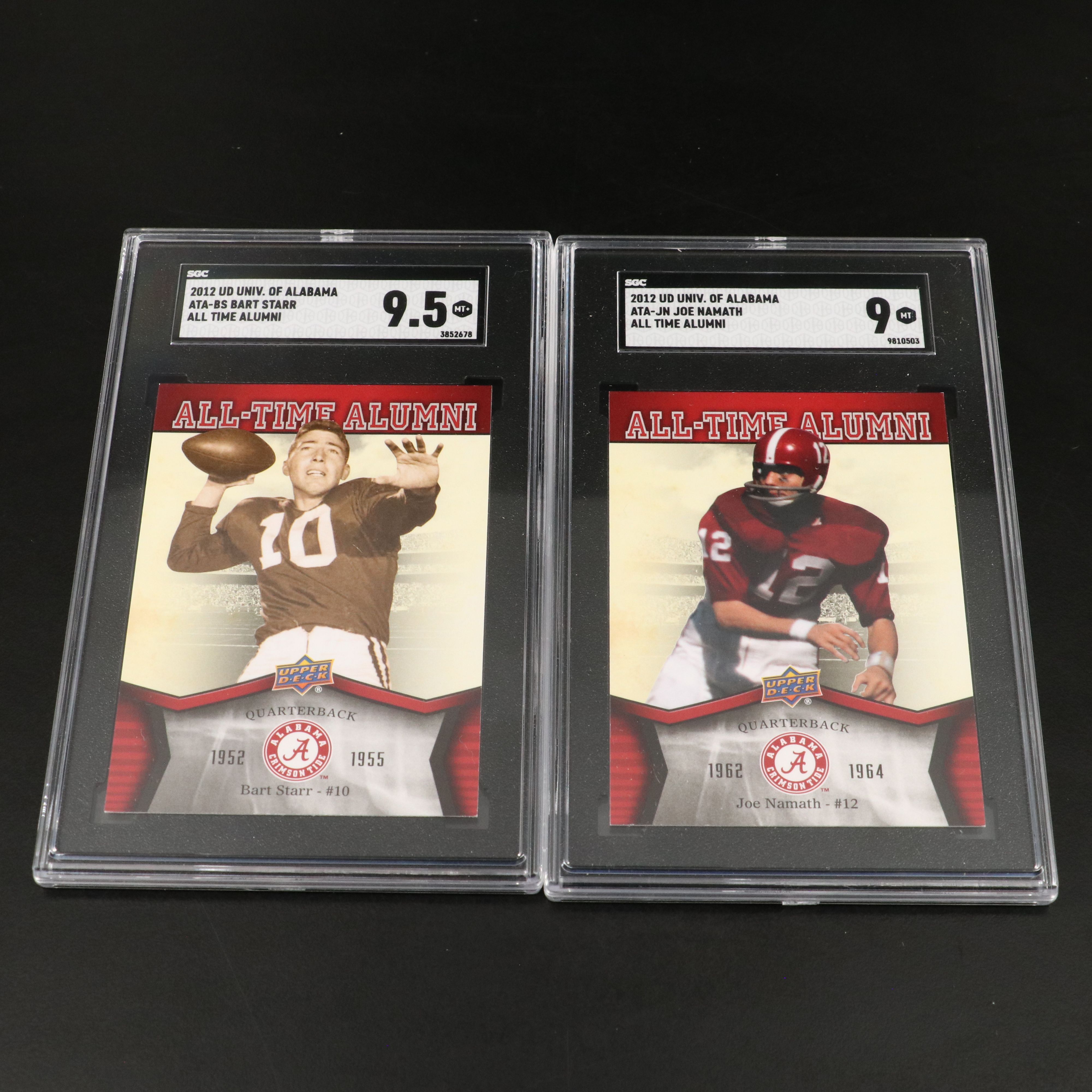 Bart Starr, Joe Namath, & More University of Alabama SGC Graded Football Cards