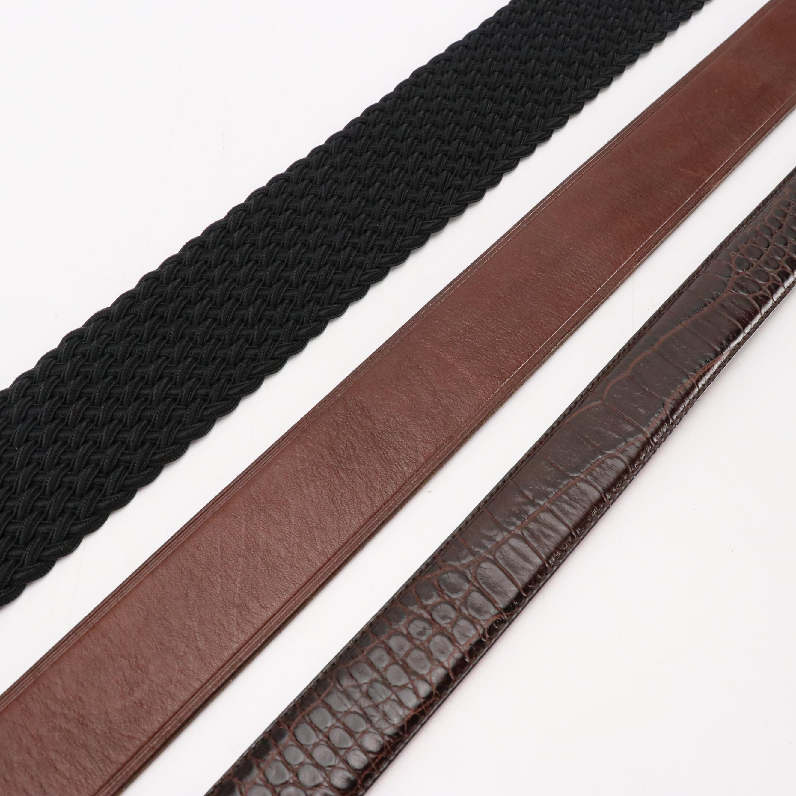 Lauren Ralph Lauren Leather, Woven Fabric, Suede and Canvas Belts