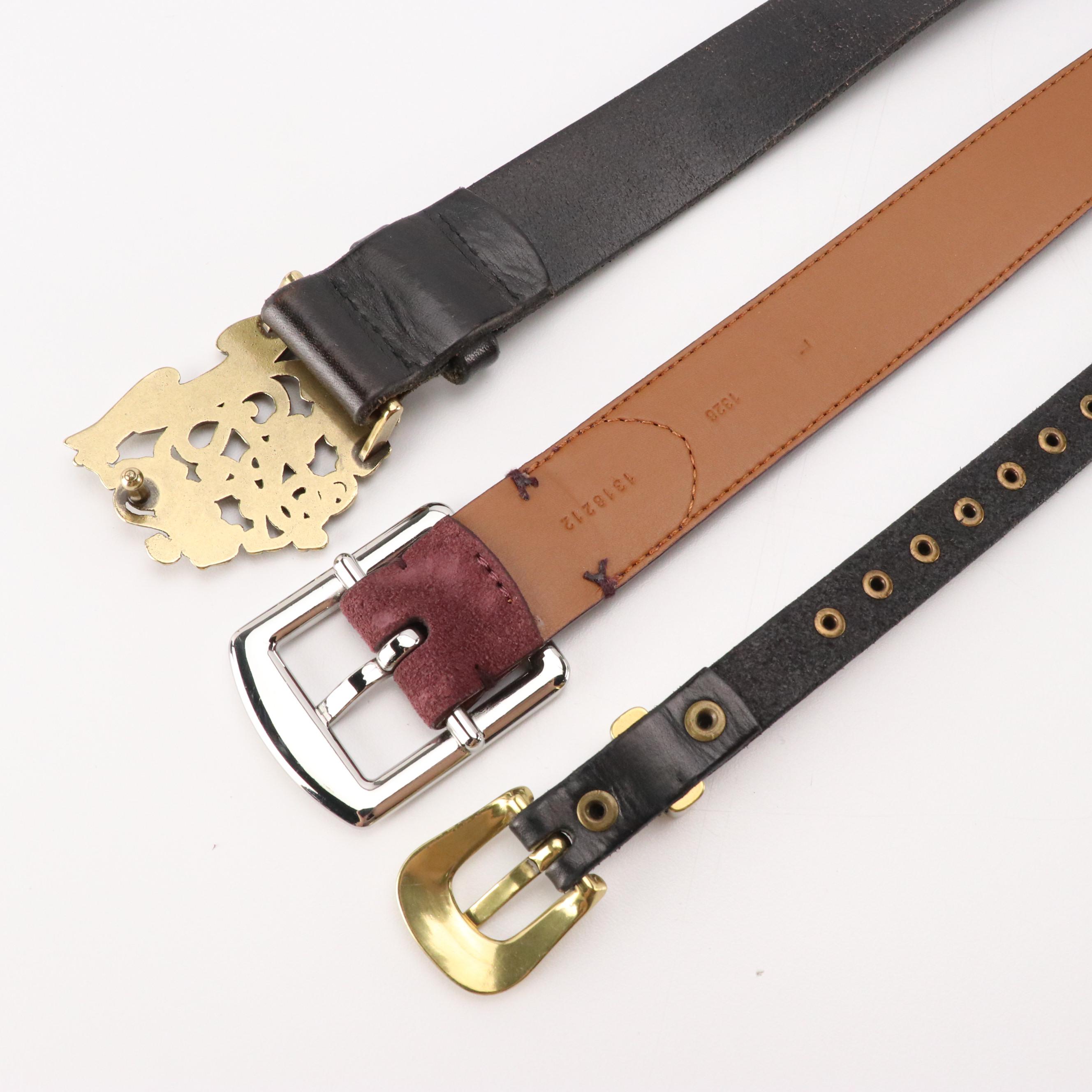 Lauren Ralph Lauren Leather, Woven Fabric, Suede and Canvas Belts