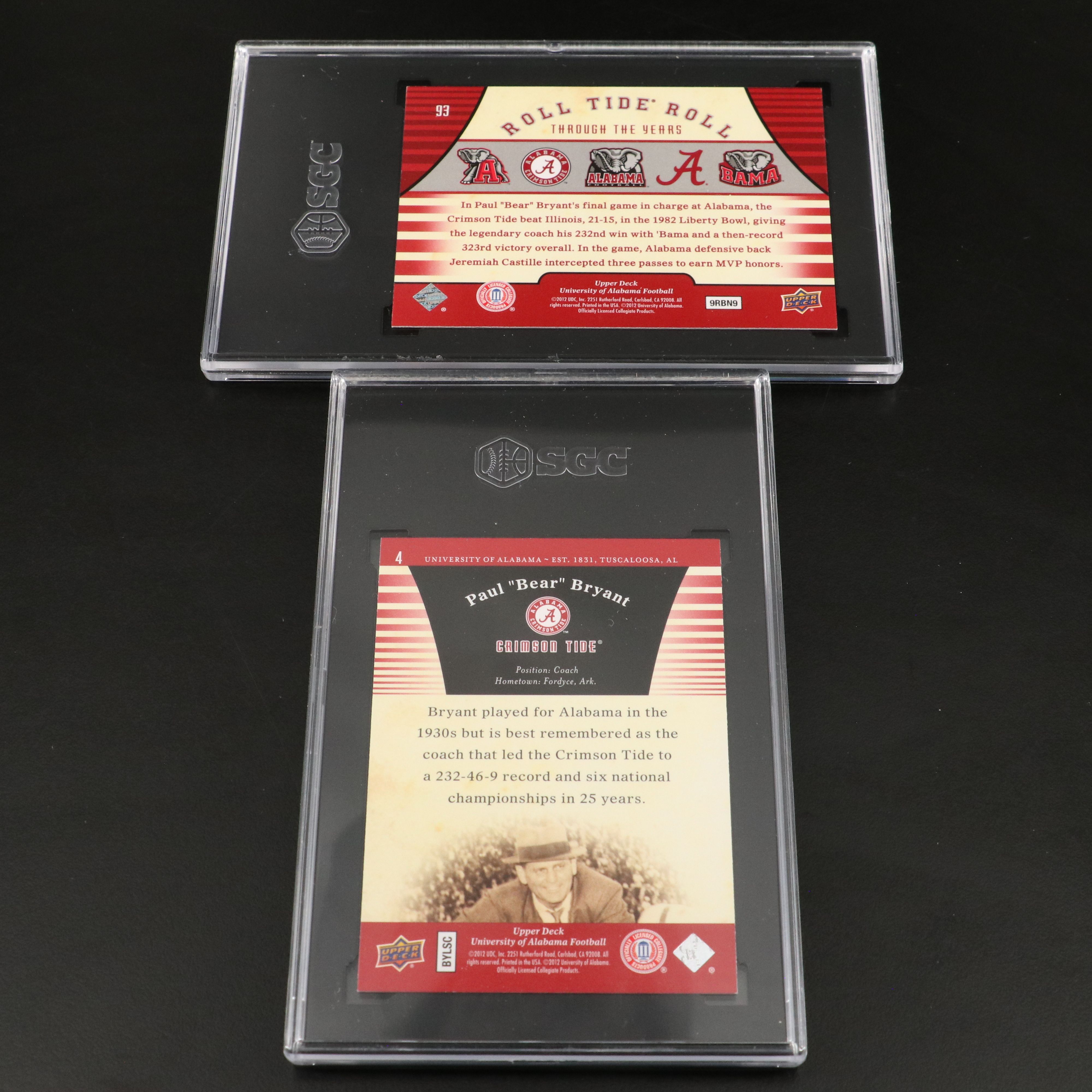 Bart Starr, Joe Namath, & More University of Alabama SGC Graded Football Cards