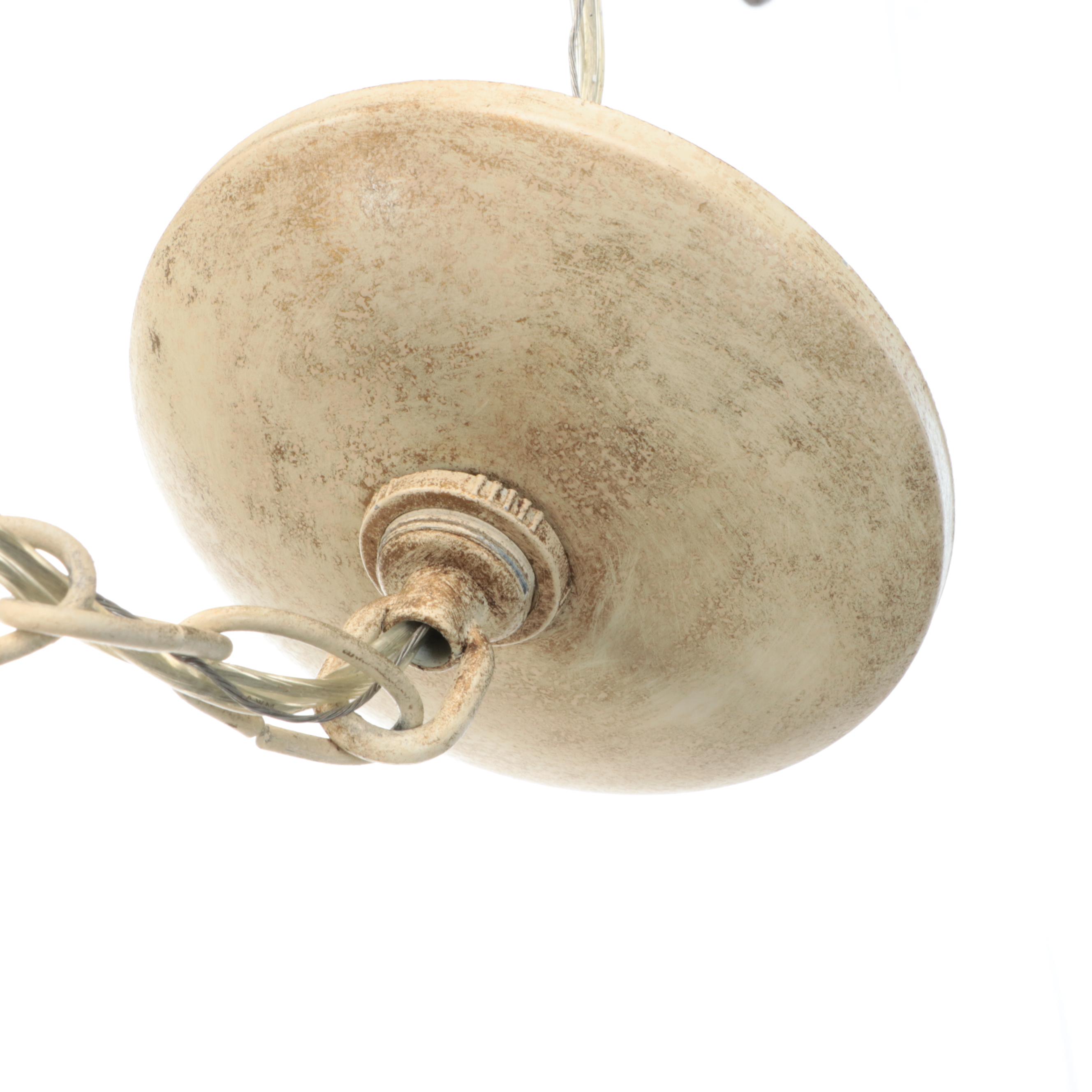 Farmhouse Contemporary Distressed White Metal Six-Arm Chandelier