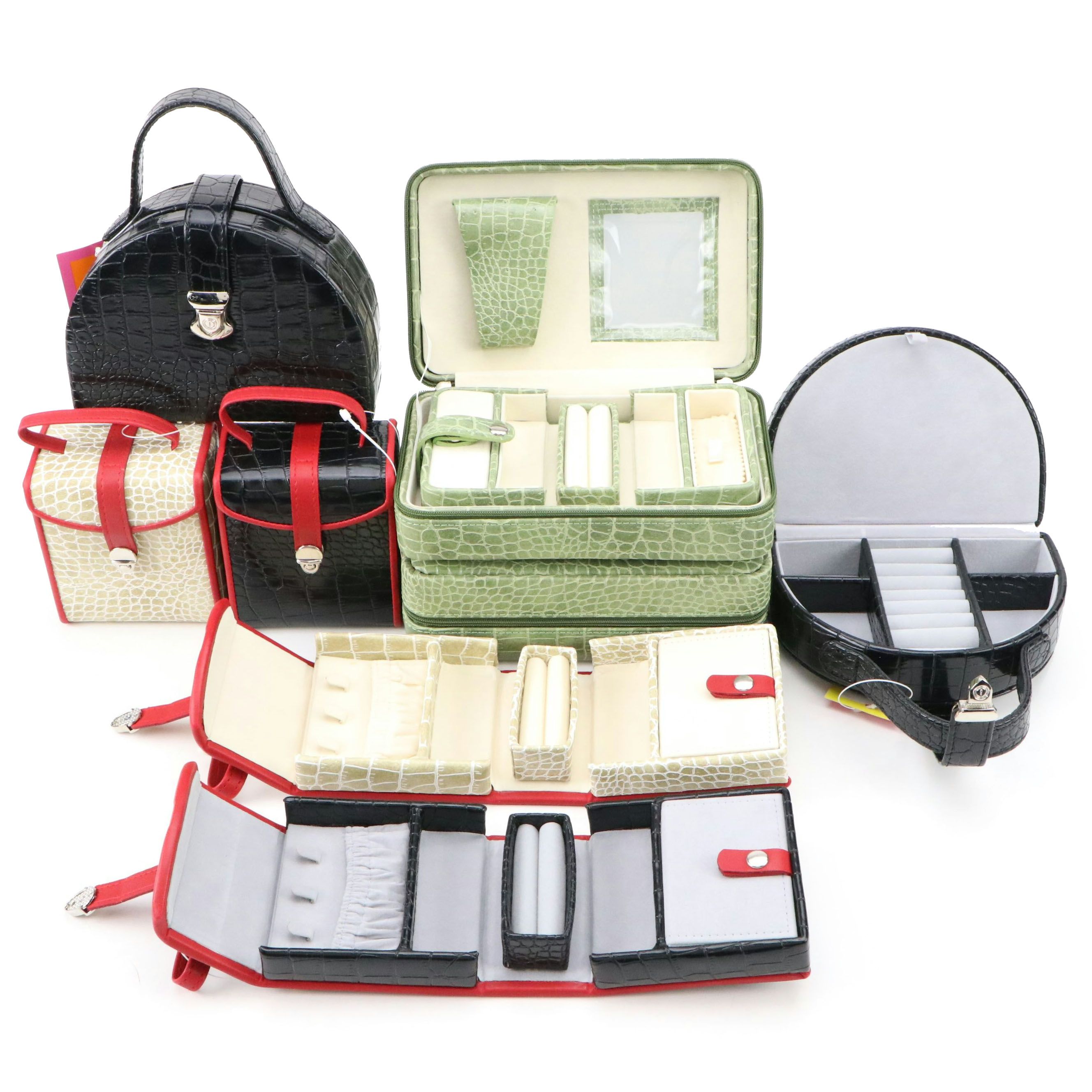 Alten International Faux Crocodile Embossed Jewelry Cases