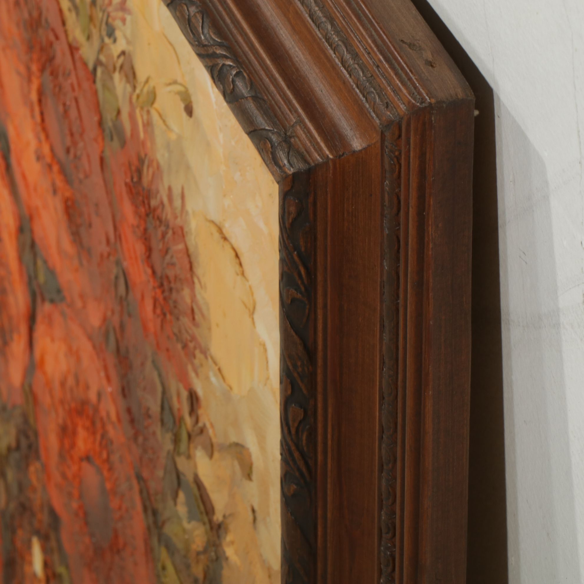 Impressionist Oil Painting Still Life of a Bouquet of Red Poppies in a Vase