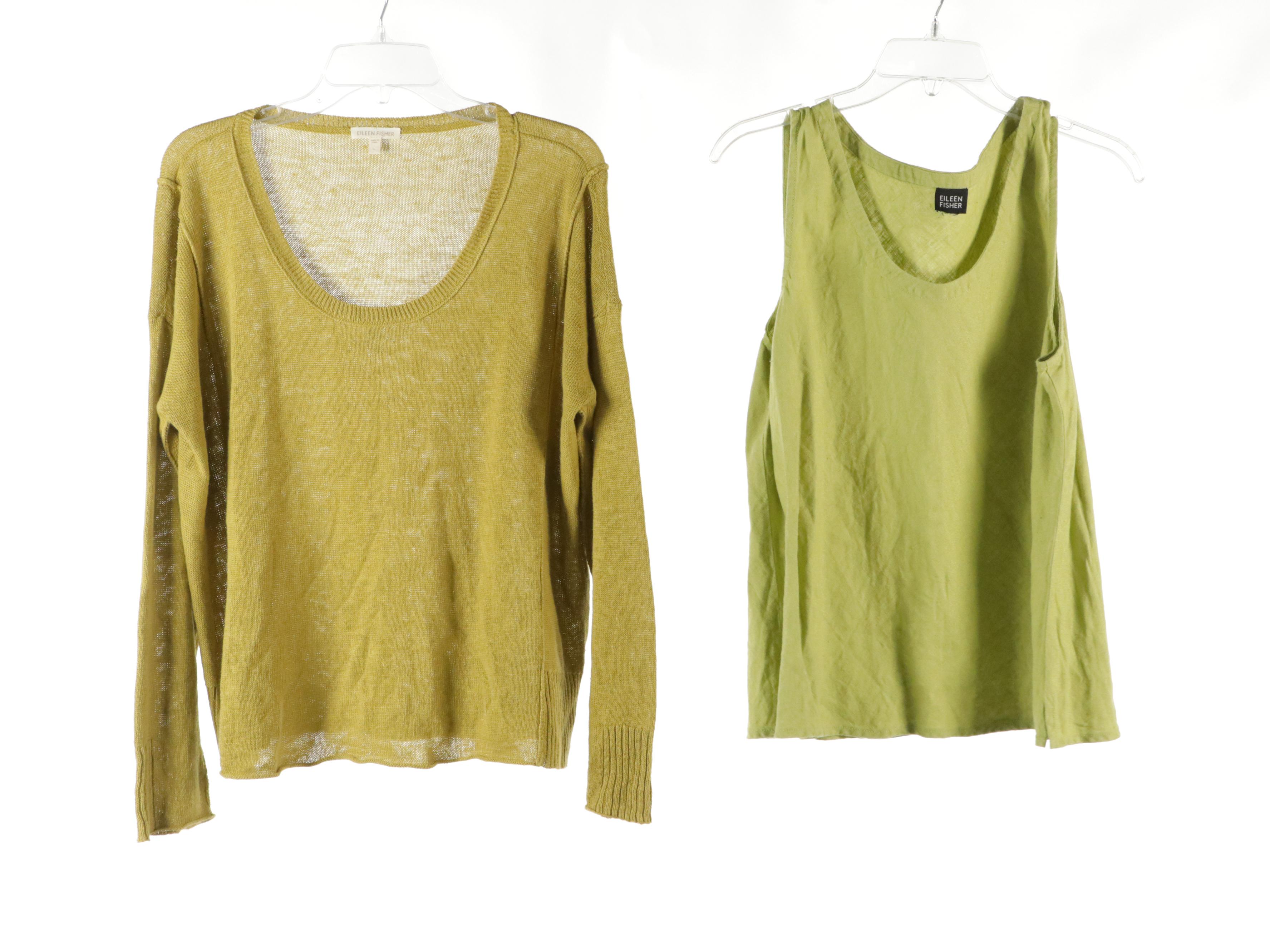 Eileen Fisher Linen Skirt, Pants & Sleeveless Top with Cropped Pants & Sweater