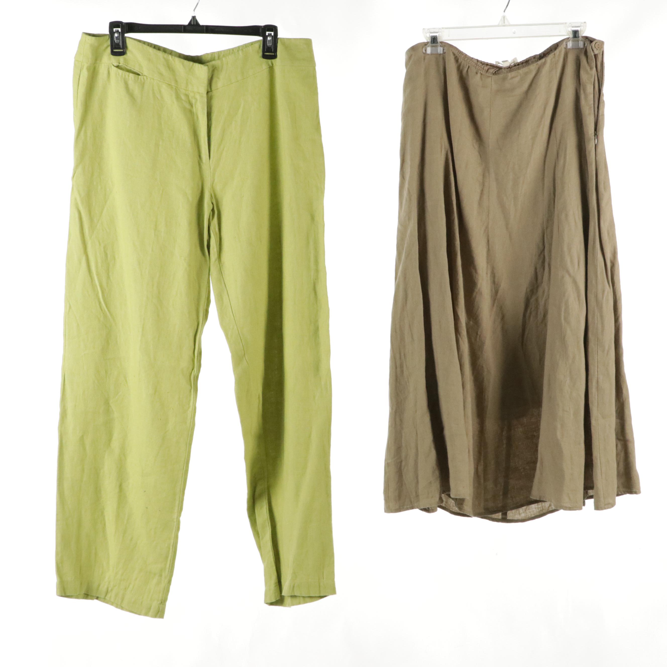 Eileen Fisher Linen Skirt, Pants & Sleeveless Top with Cropped Pants & Sweater