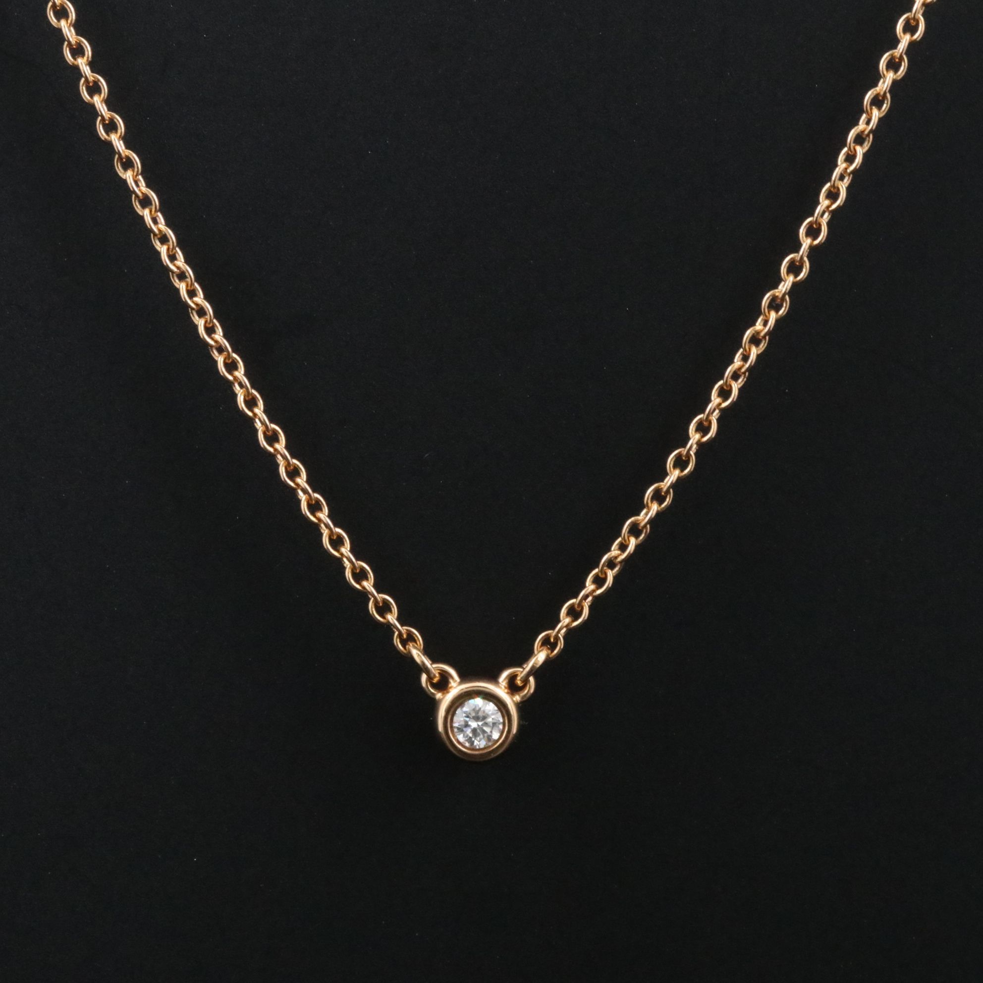Elsa Peretti for Tiffany & Co. 18K Rose Gold Diamond Solitaire Necklace