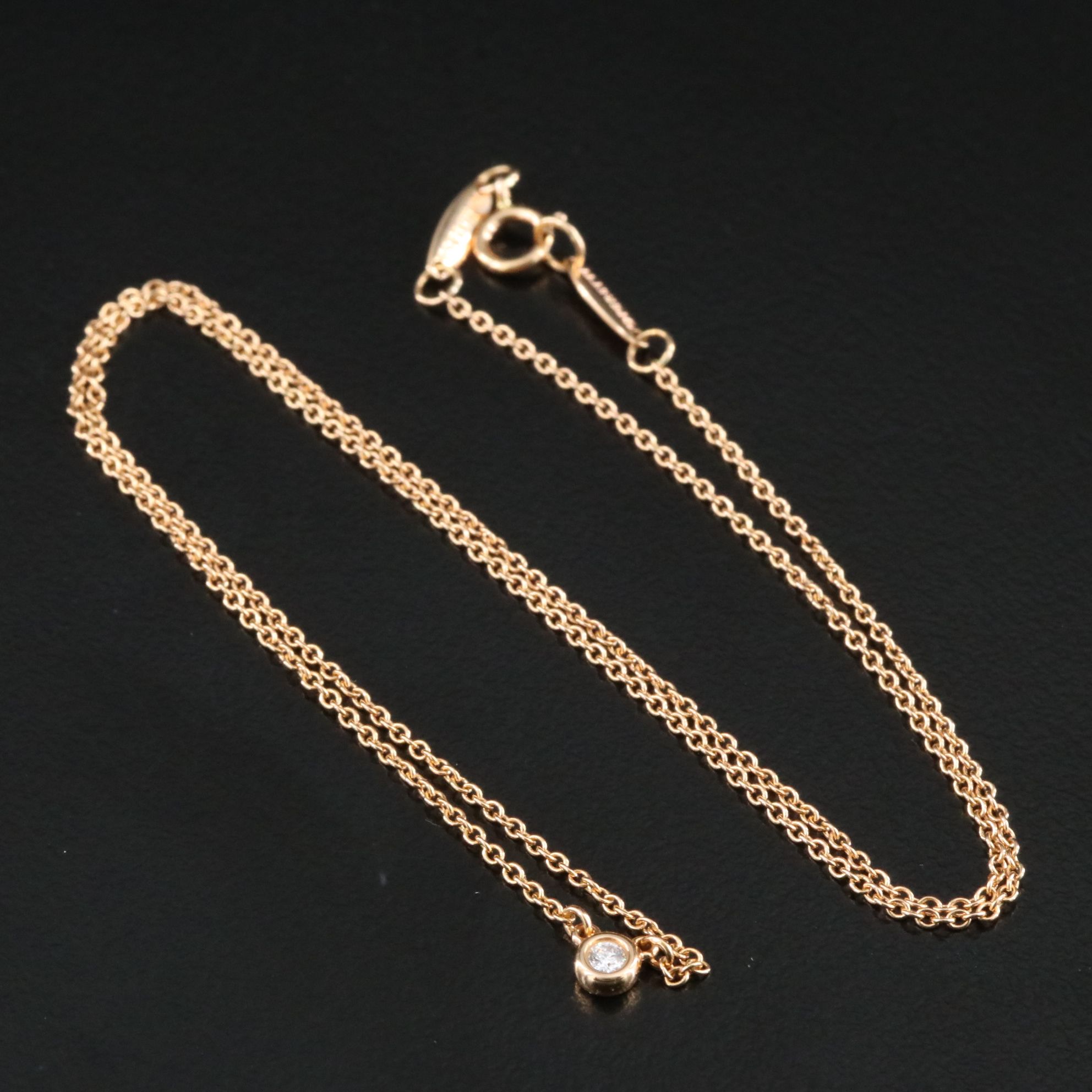 Elsa Peretti for Tiffany & Co. 18K Rose Gold Diamond Solitaire Necklace