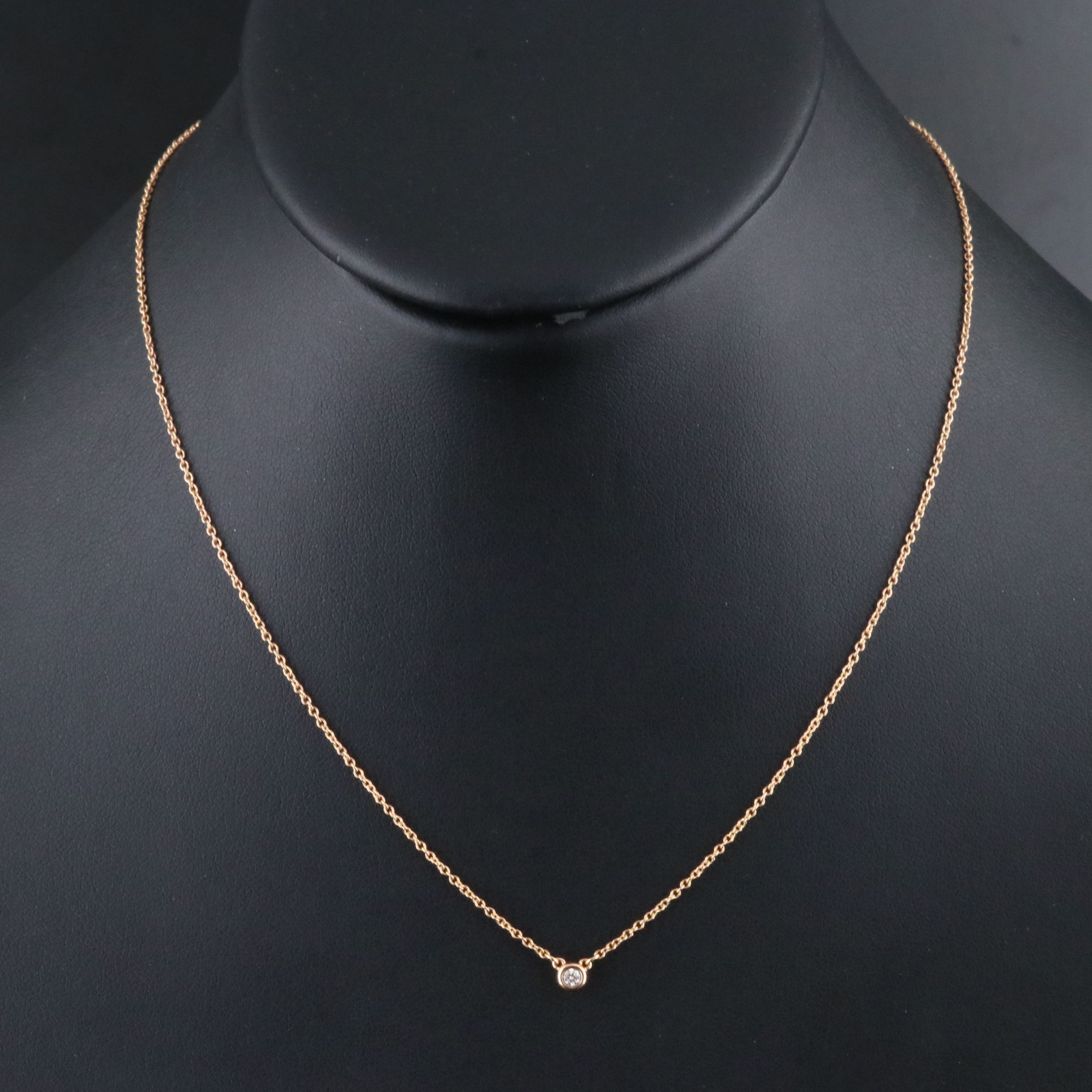 Elsa Peretti for Tiffany & Co. 18K Rose Gold Diamond Solitaire Necklace