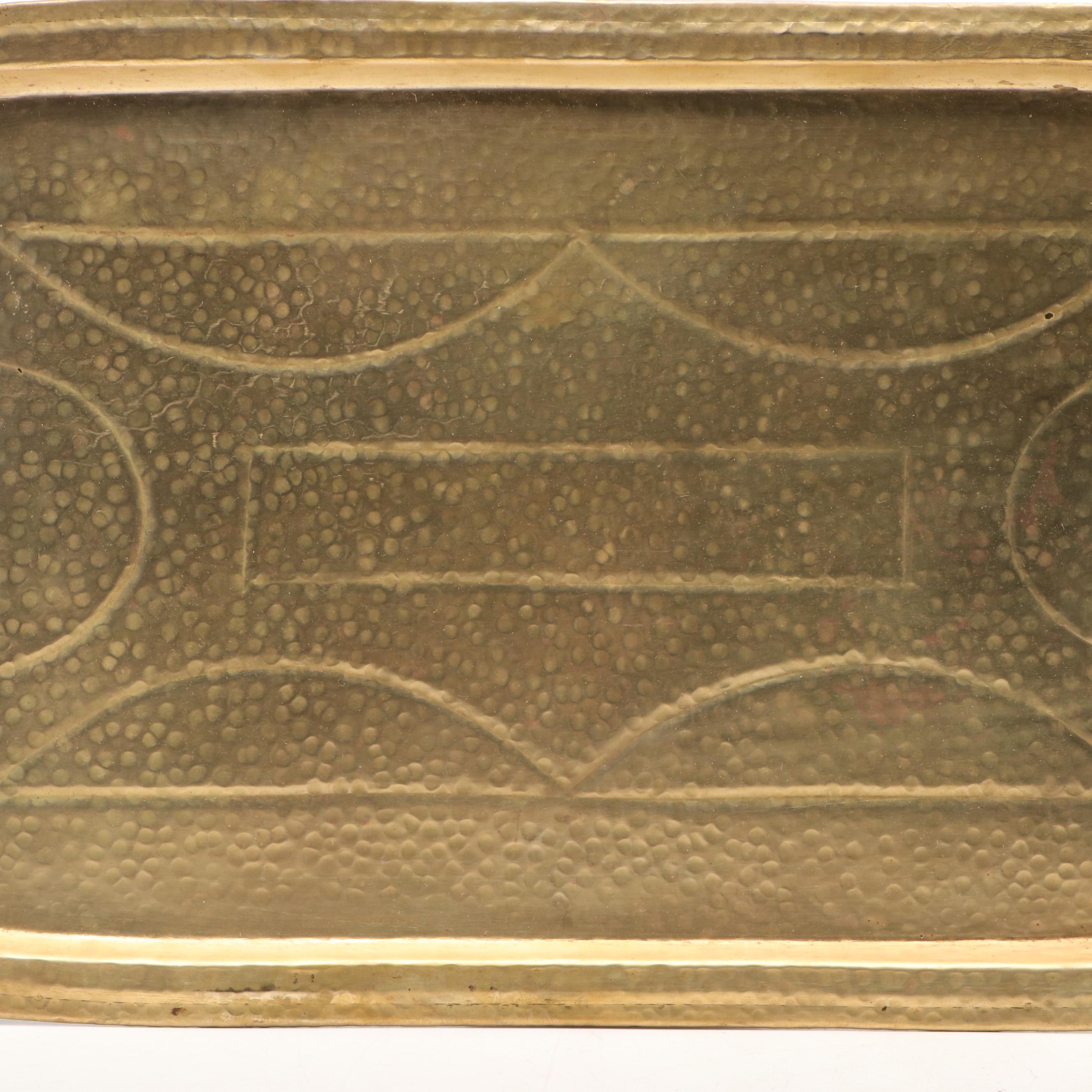 Art Deco Style Hammered Brass Tray, Early to Mid-20th Century