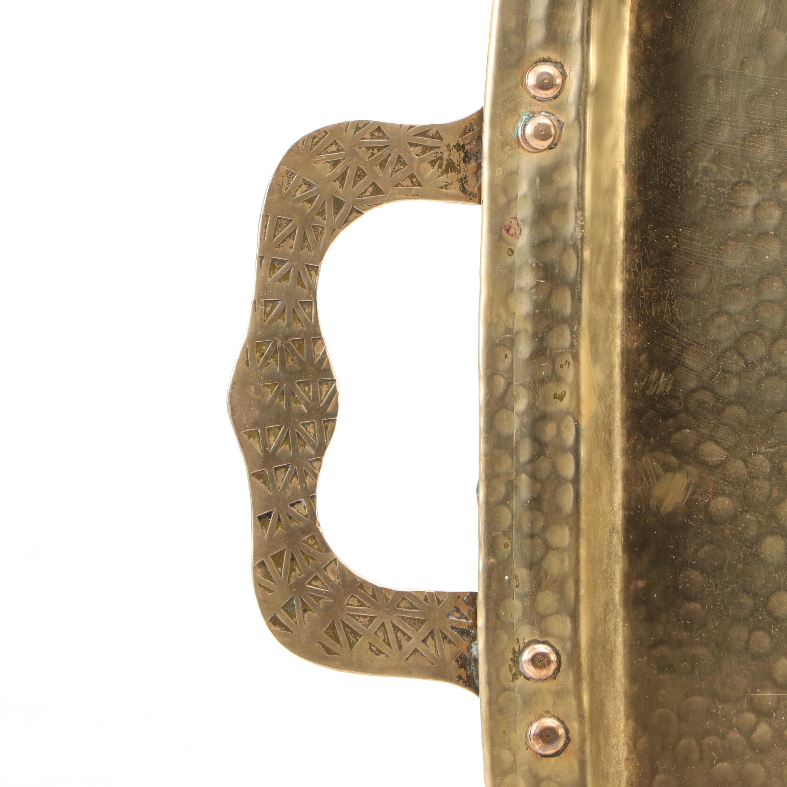 Art Deco Style Hammered Brass Tray, Early to Mid-20th Century