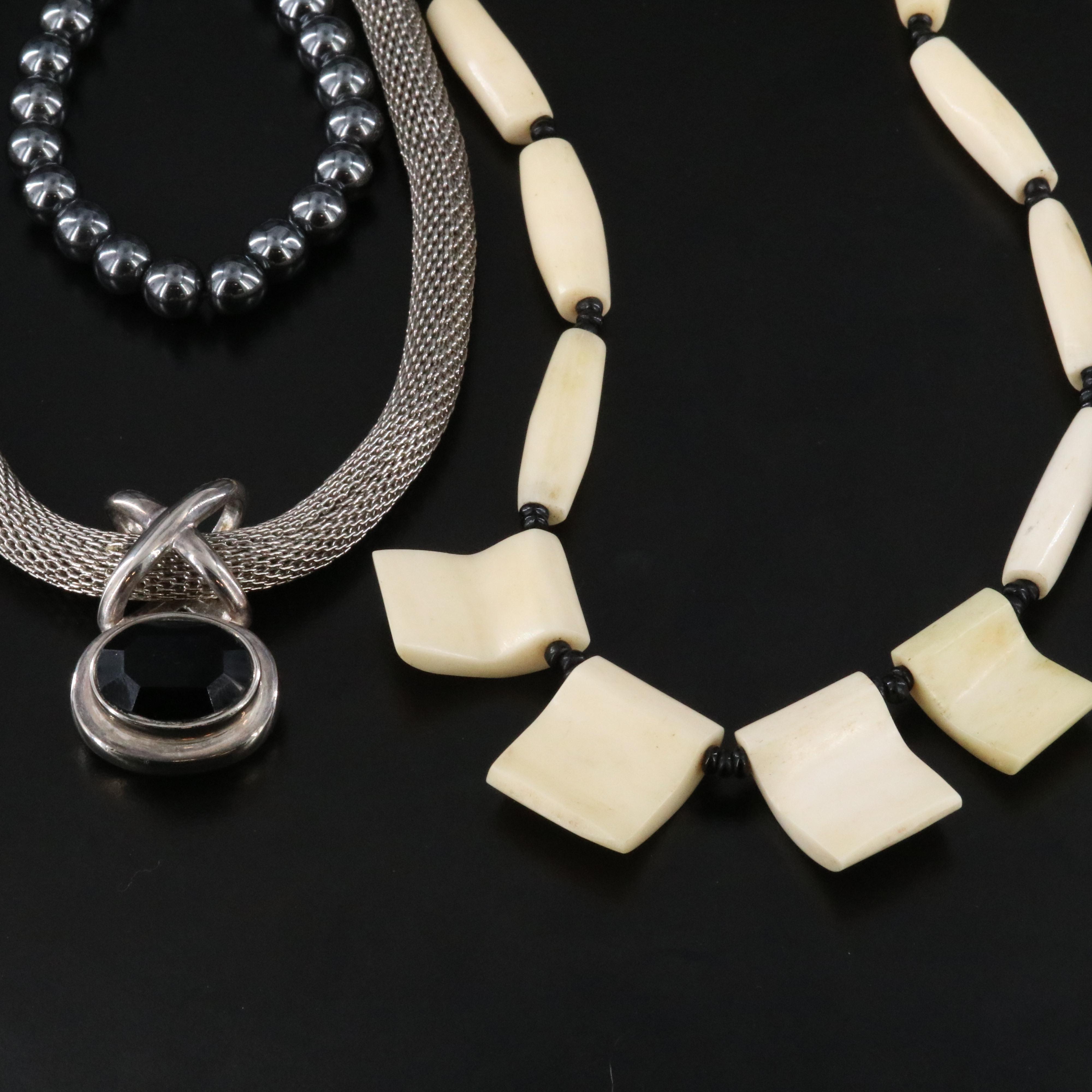 Jewelry Collection Featuring Bone, Hematite and Rhinestones