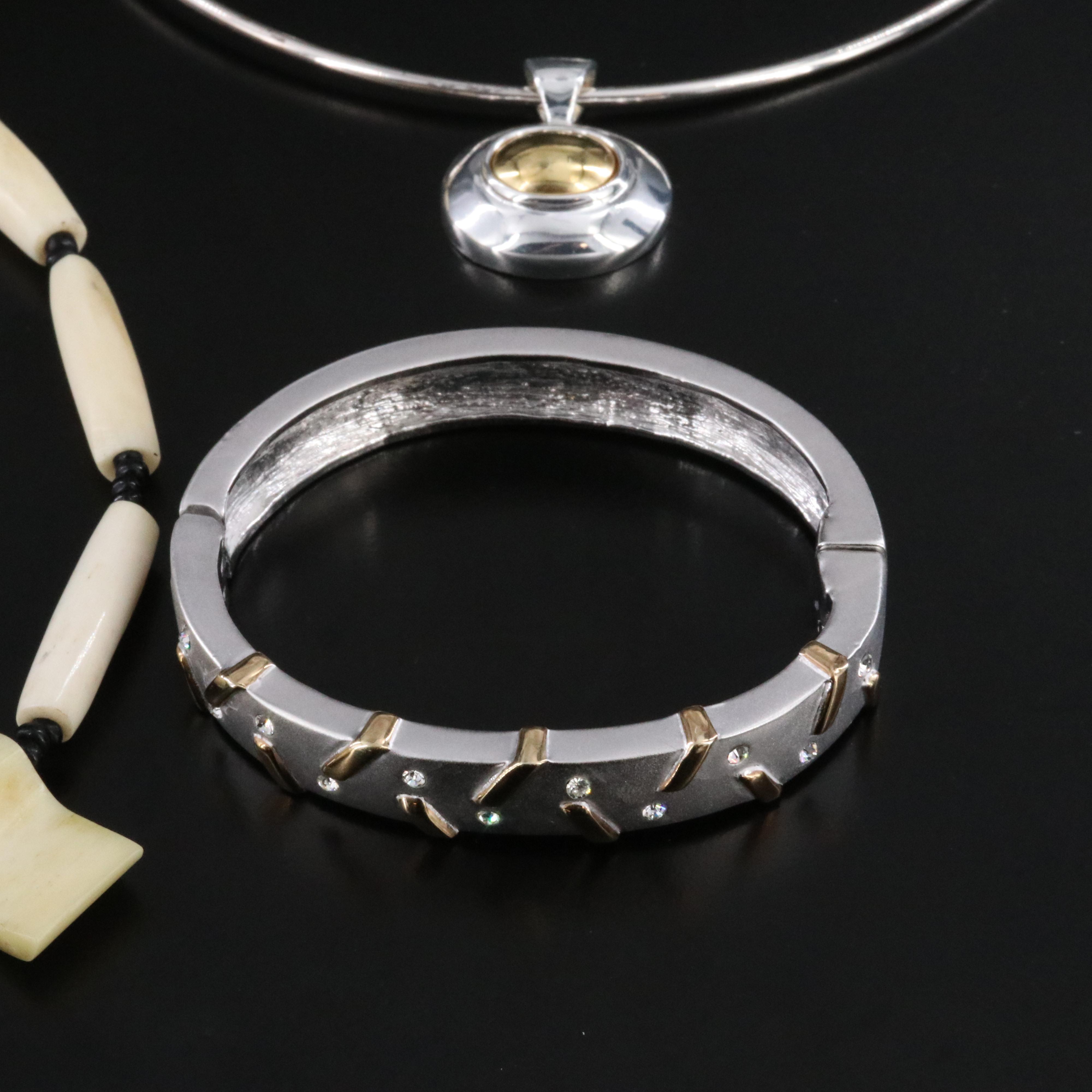 Jewelry Collection Featuring Bone, Hematite and Rhinestones