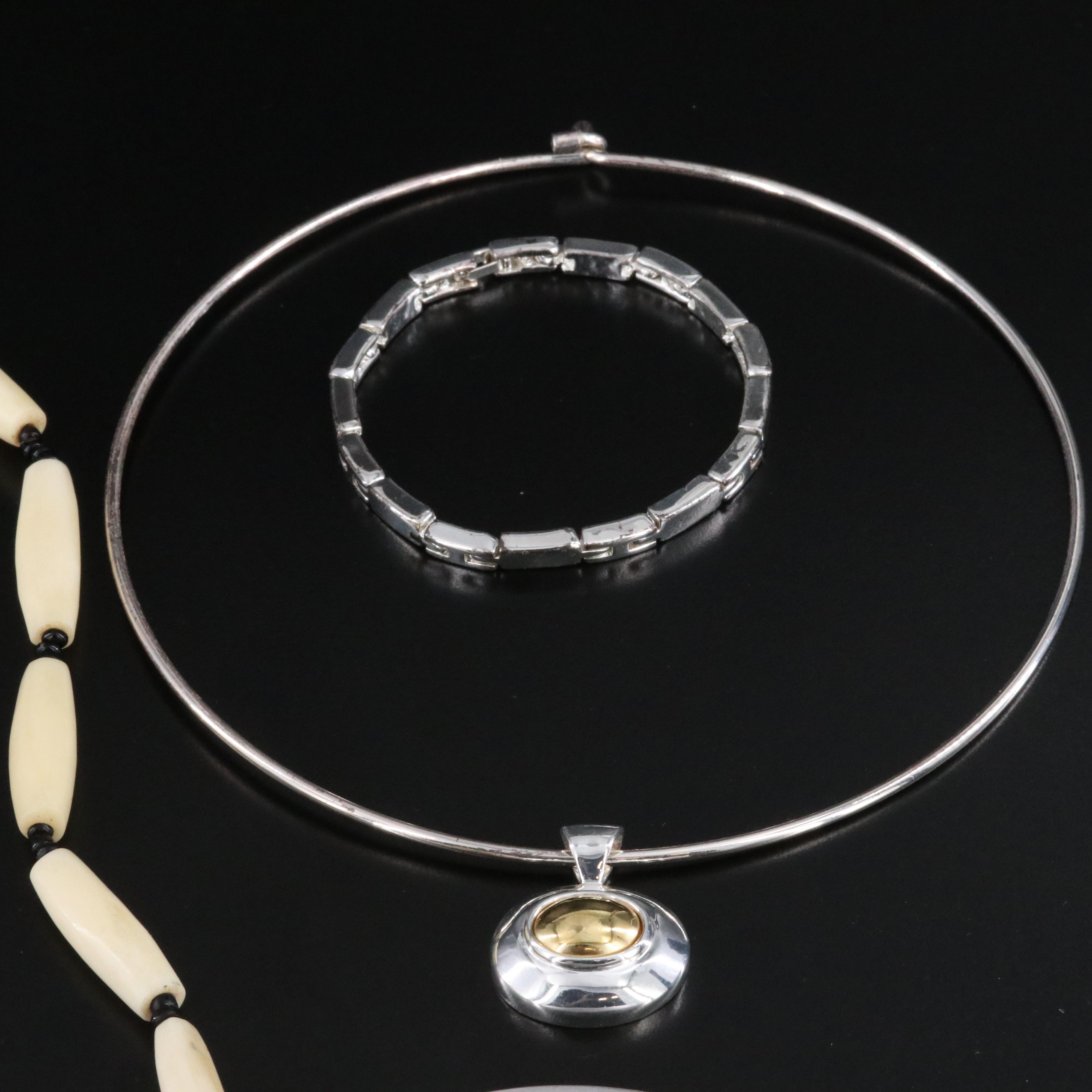 Jewelry Collection Featuring Bone, Hematite and Rhinestones