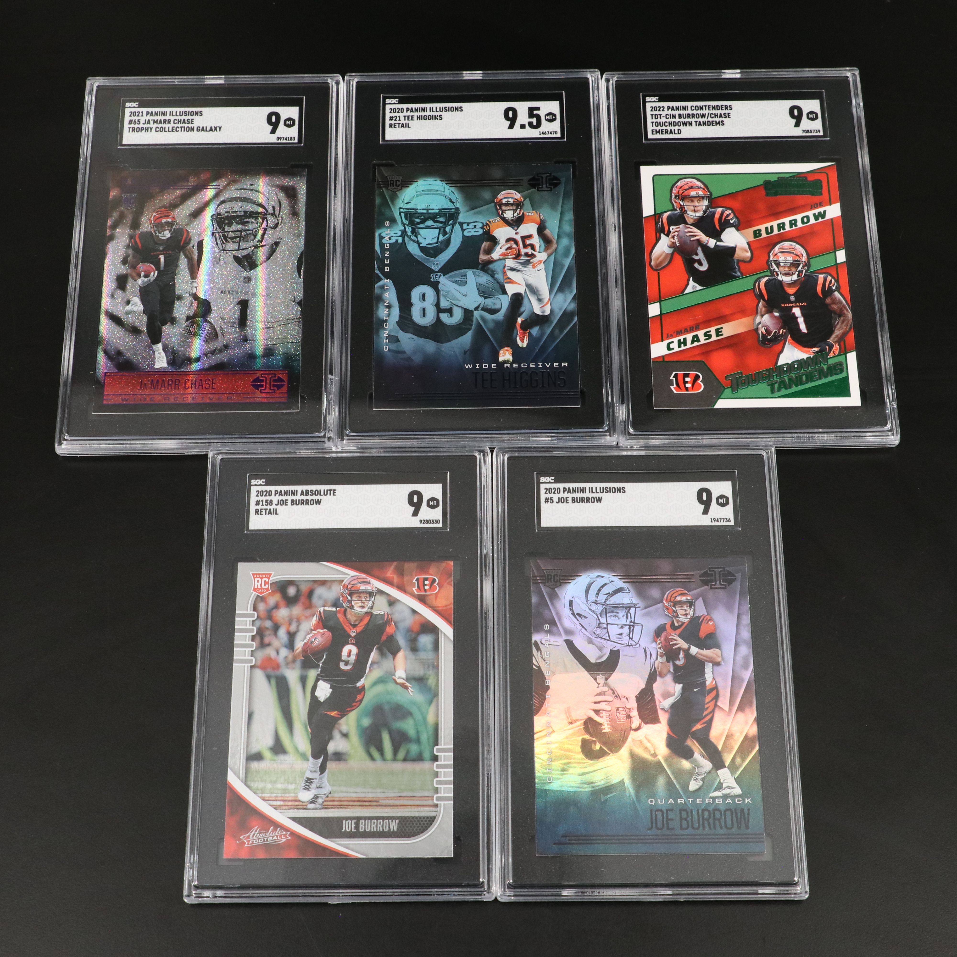 Joe Burrow, Tee Higgins, and Ja'Marr Chase SGC Graded Rookie Cards with More