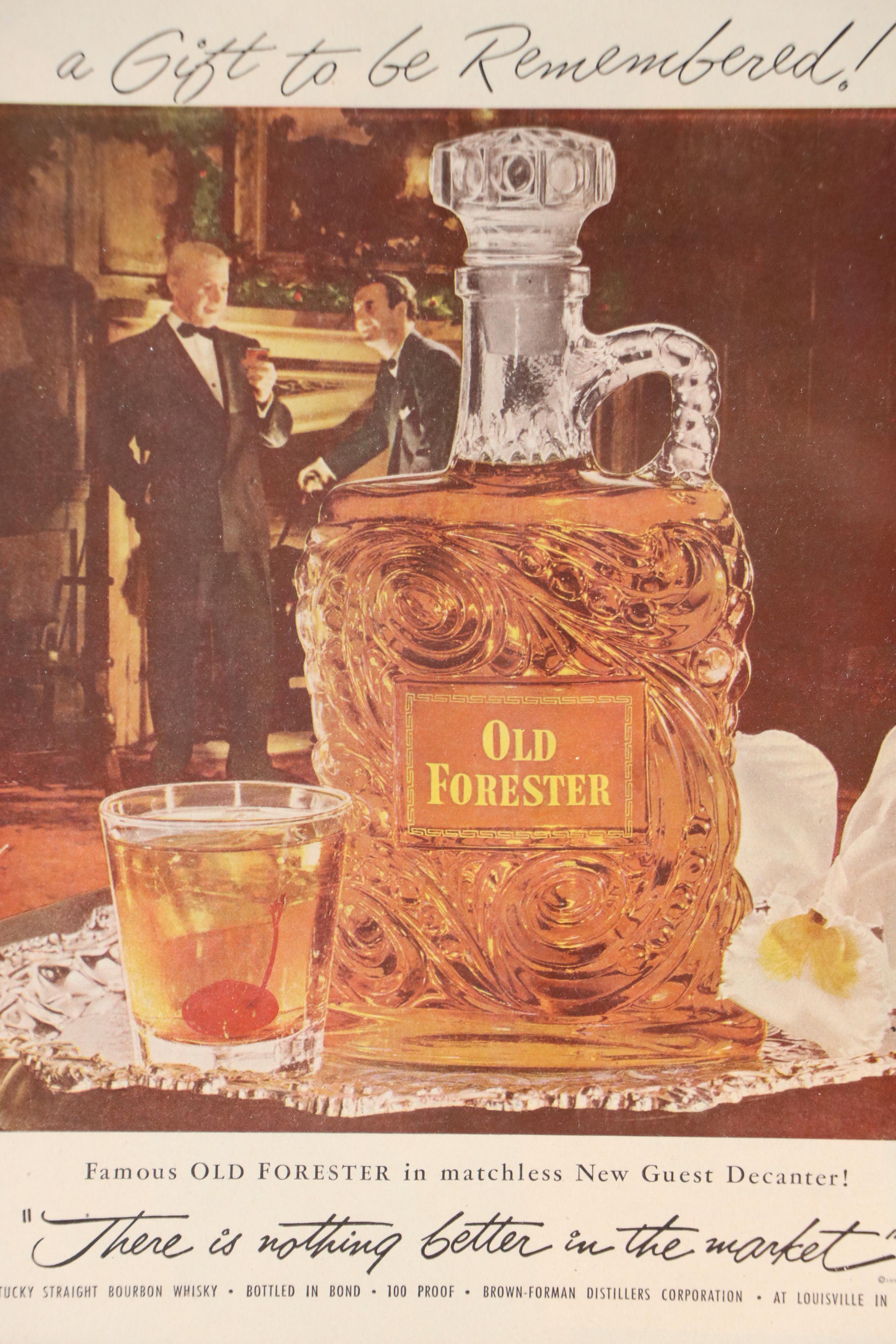 Old Forester Bourbon Advertising Halftone Print, 1952